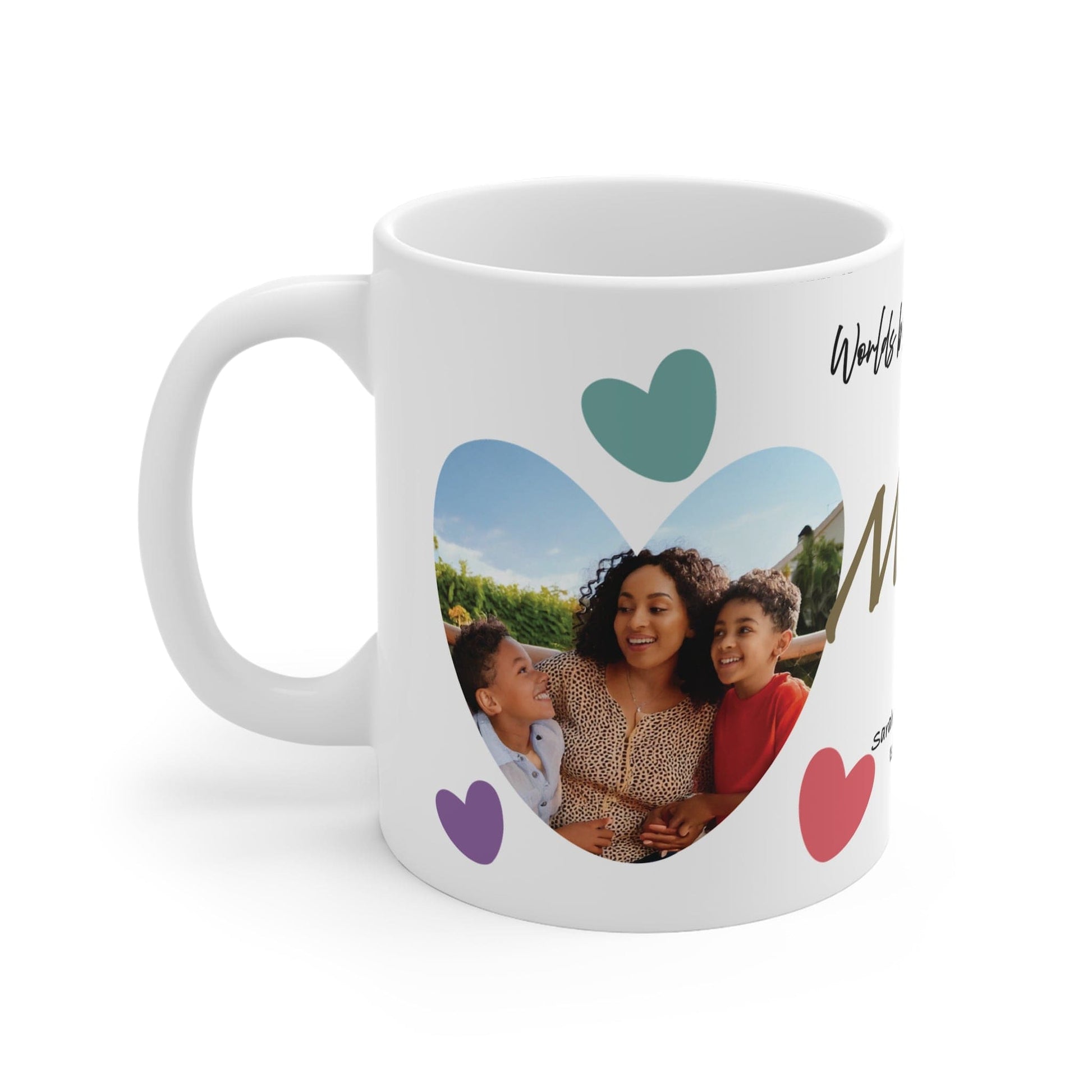 Printify Mug 11oz Personalised Mummy Photo In Hearts Mug