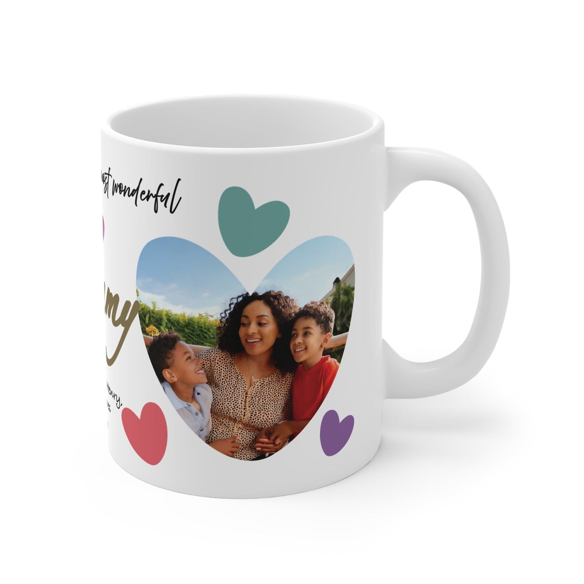 Printify Mug 11oz Personalised Mummy Photo In Hearts Mug