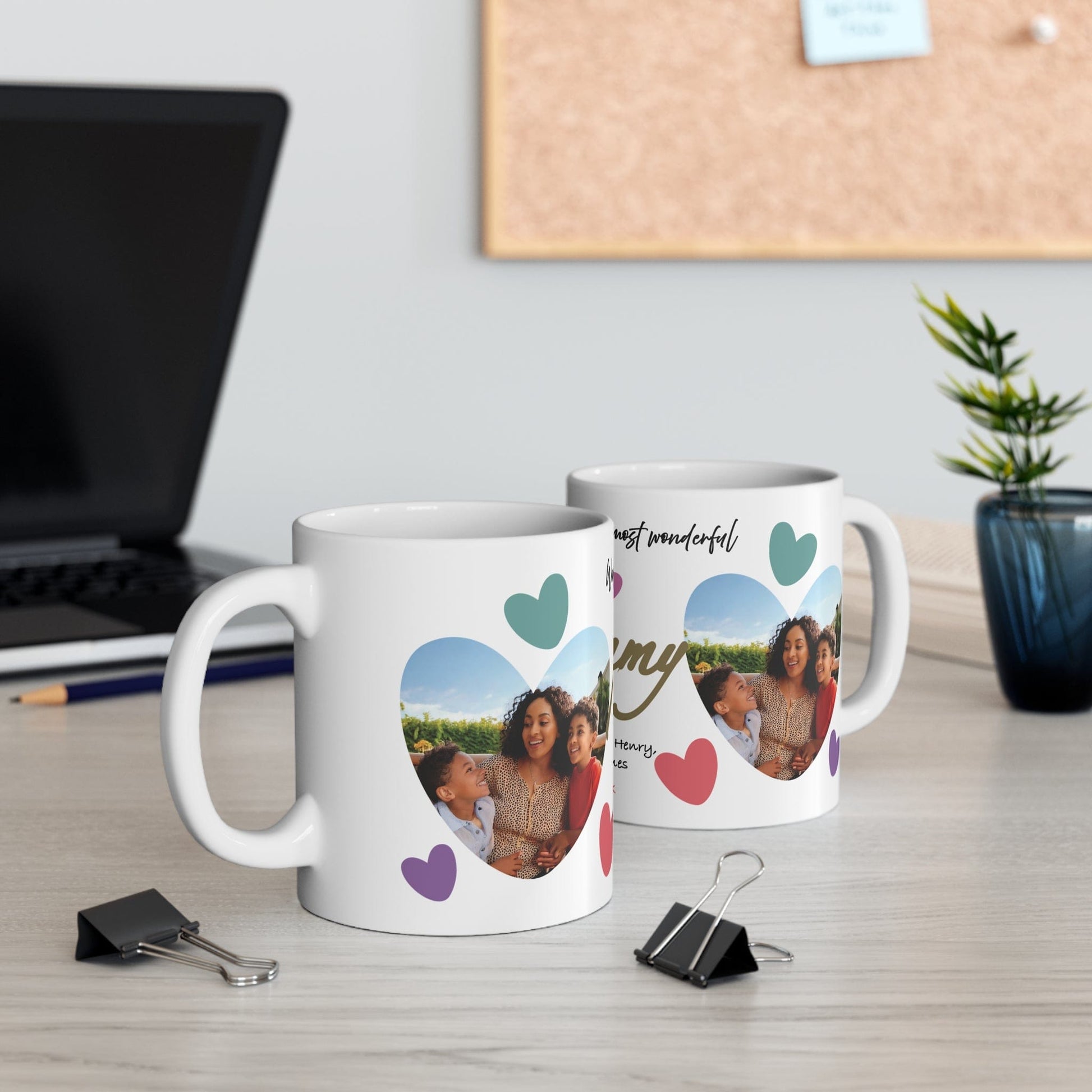 Printify Mug 11oz Personalised Mummy Photo In Hearts Mug