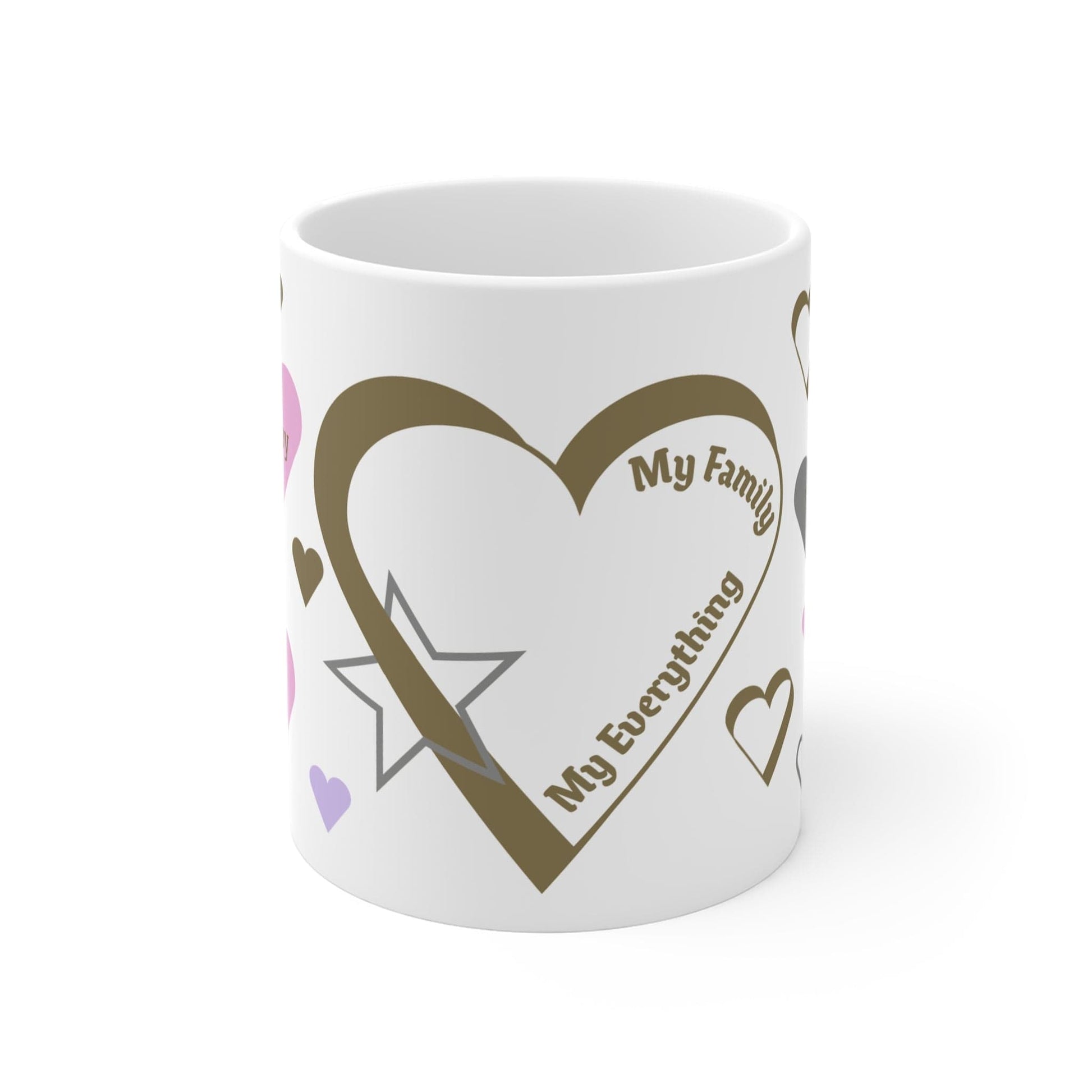 Printify Mug 11oz Personalised My Family Hearts 11oz Mug