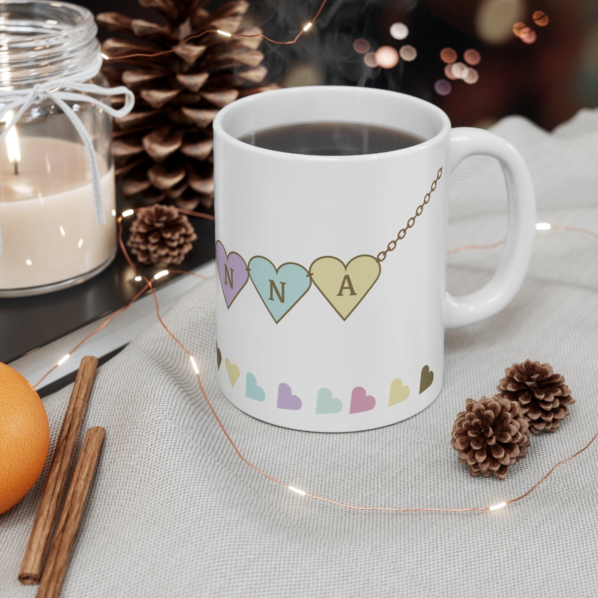 Printify Mug 11oz Personalised name heart charm 11oz Mug