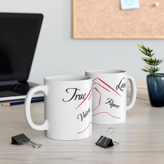 Printify Mug 11oz Personalised Names Heart Hands Mug