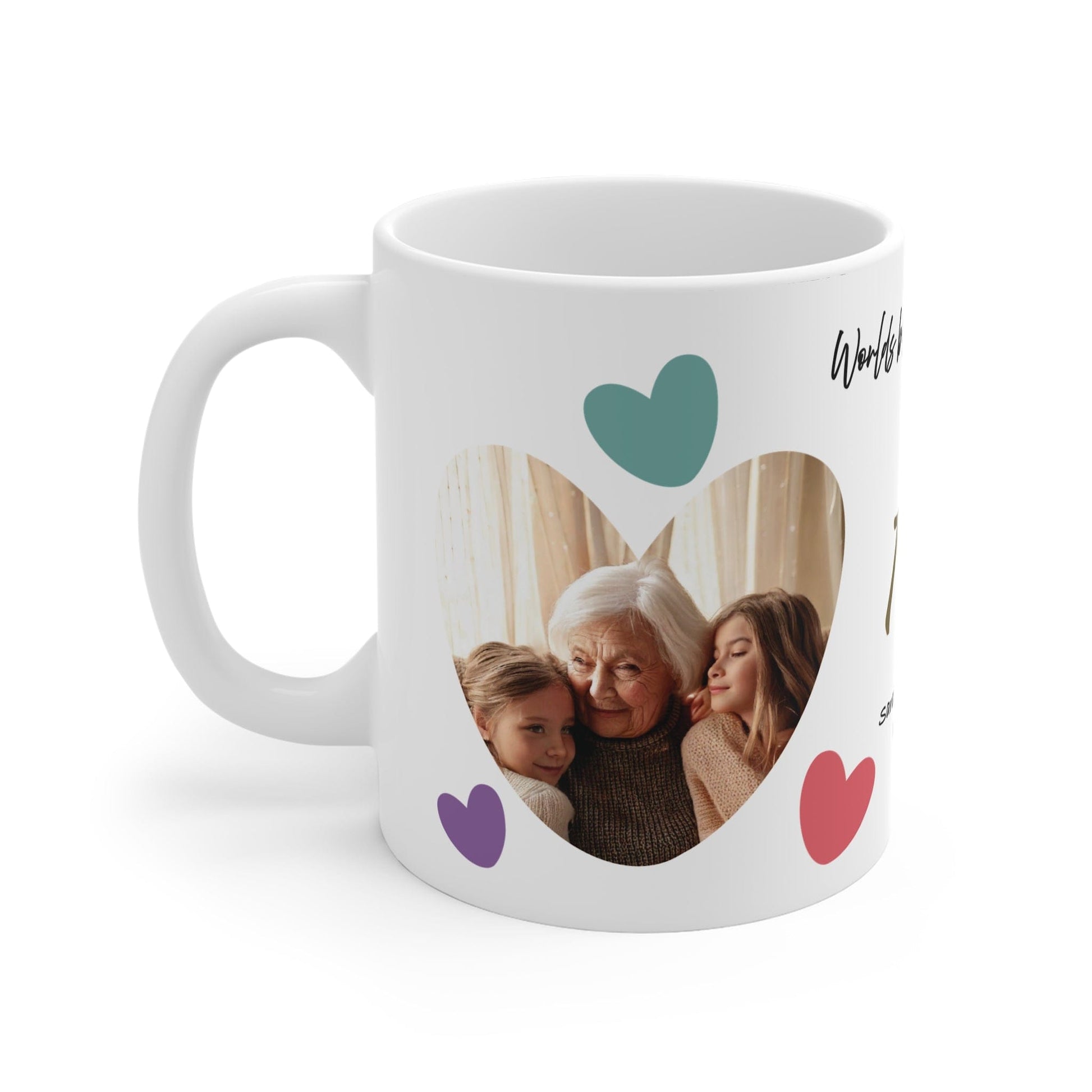 Printify Mug 11oz Personalised Nan Photo In Hearts Mug