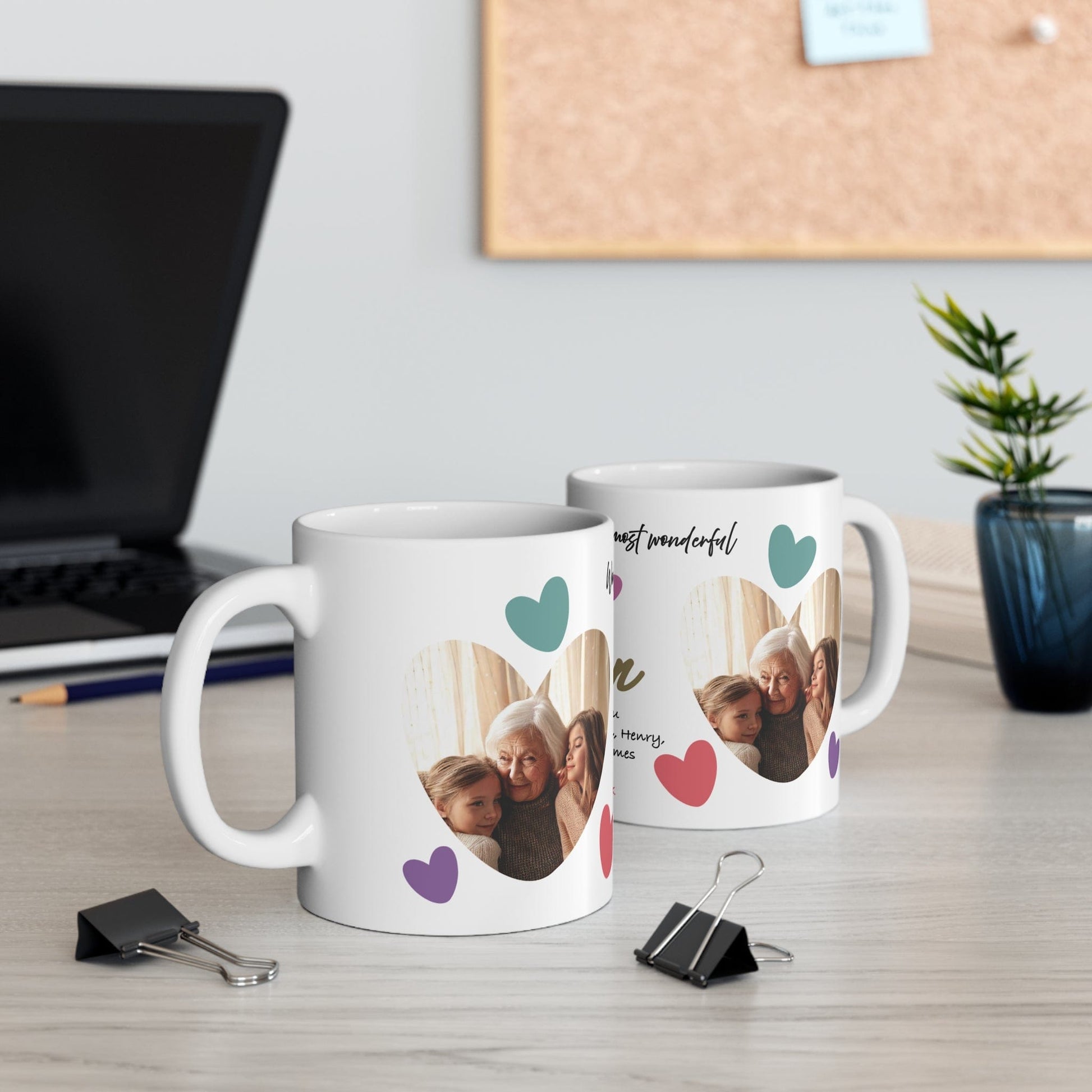 Printify Mug 11oz Personalised Nan Photo In Hearts Mug
