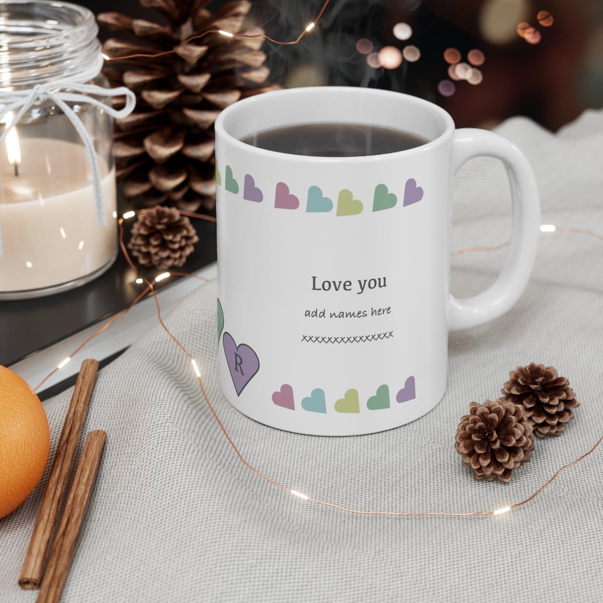 Printify Mug 11oz Personalised Sister Hearts 11oz Mug