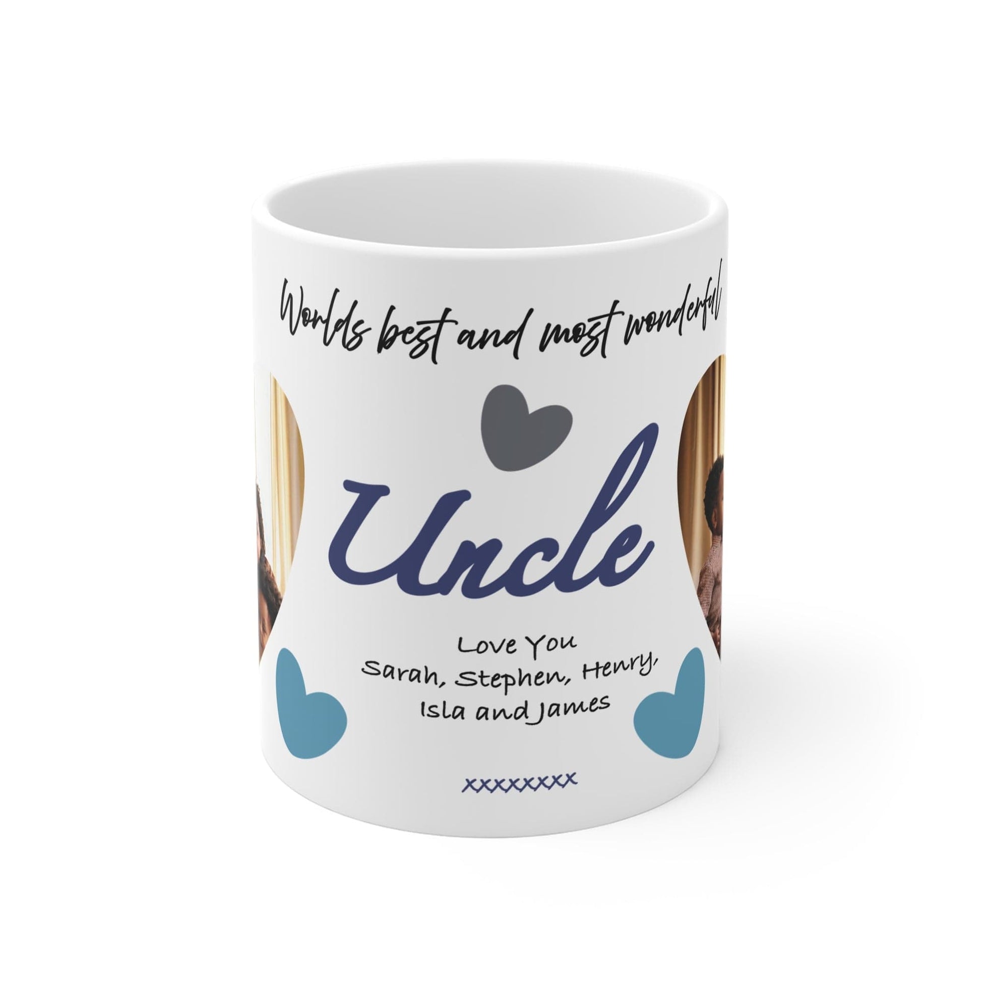 Printify Mug 11oz Personalised Uncle Photo In Hearts Mug