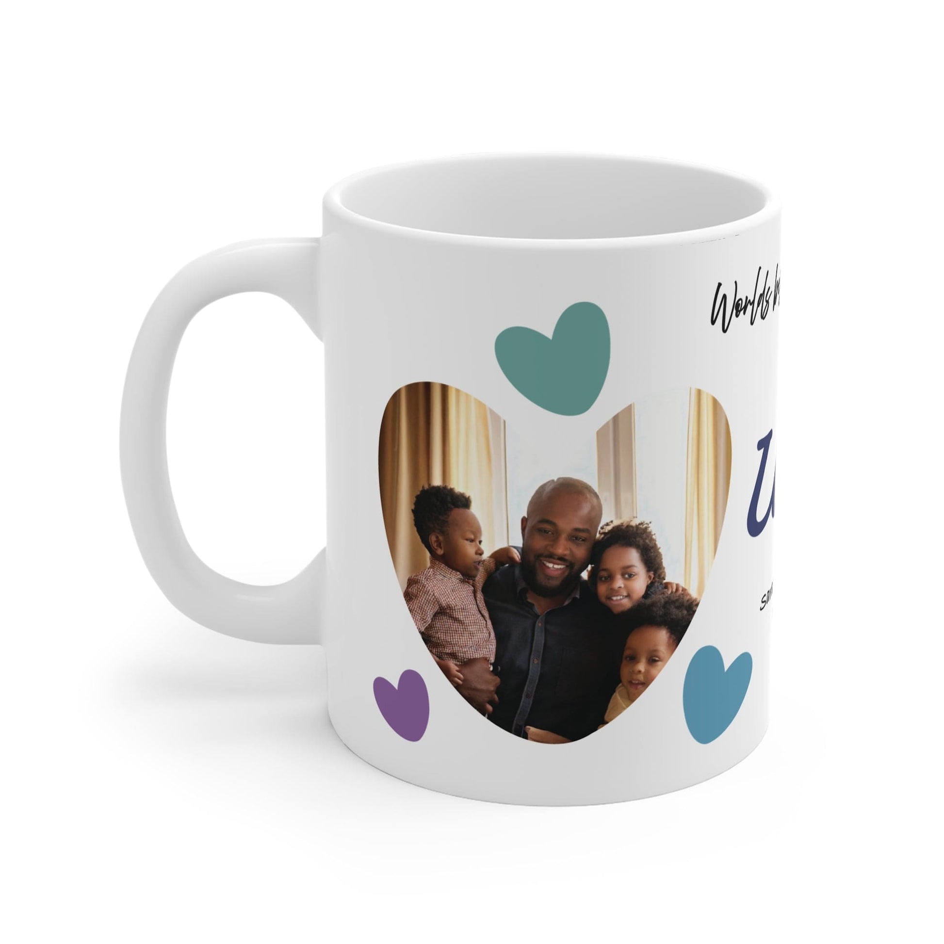 Printify Mug 11oz Personalised Uncle Photo In Hearts Mug