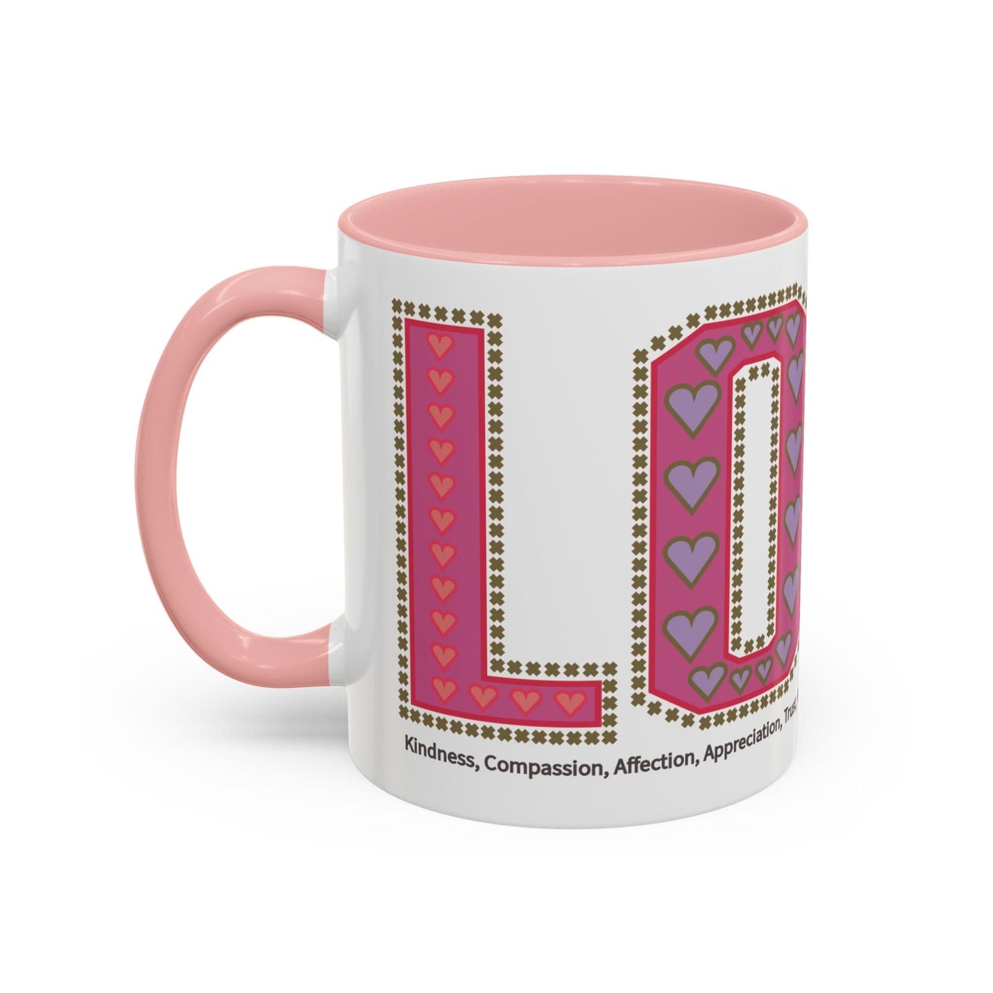 Printify Mug 11oz / Pink Mug - Love Slogan Accent Mug with Pattern Designs