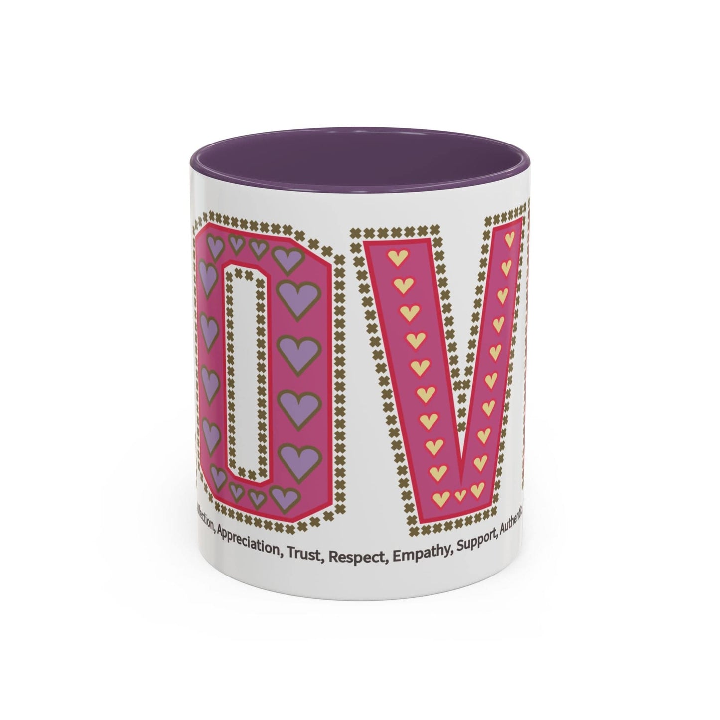 Printify Mug 11oz / Purple Mug - Love Slogan Accent Mug with Pattern Designs