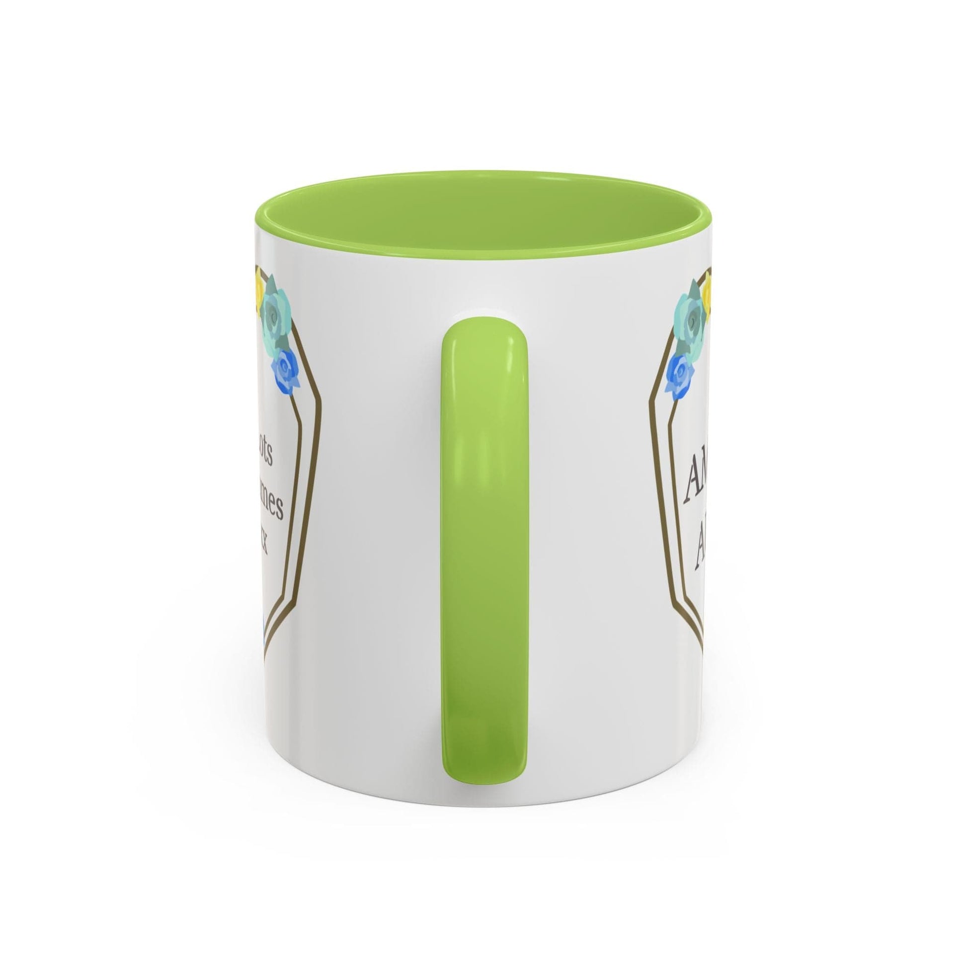 Printify Mug Mug - Personalised Amazing Auntie Floral With Accent Colours, Blue Green Yellow Flowers