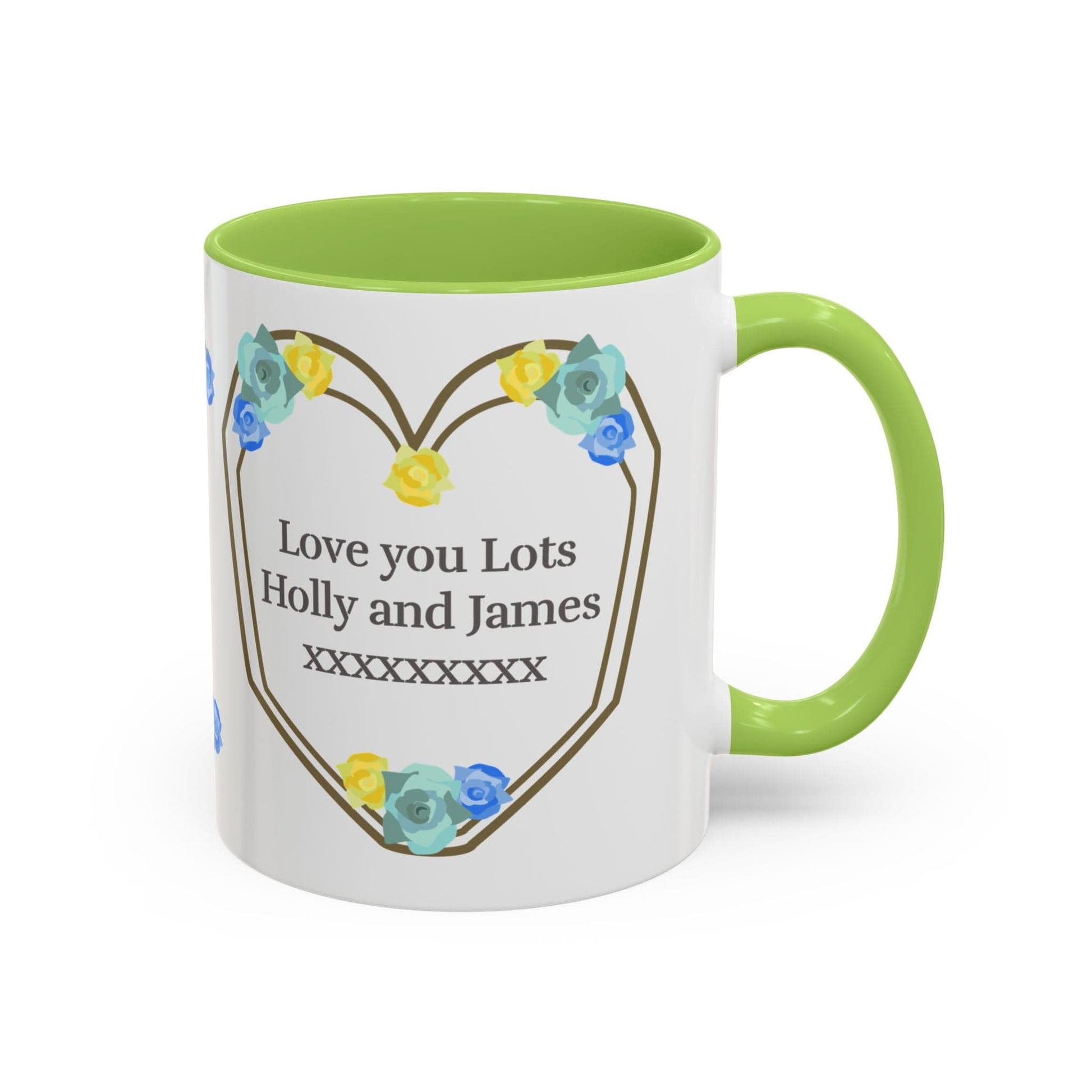 Printify Mug Mug - Personalised Amazing Auntie Floral With Accent Colours, Blue Green Yellow Flowers