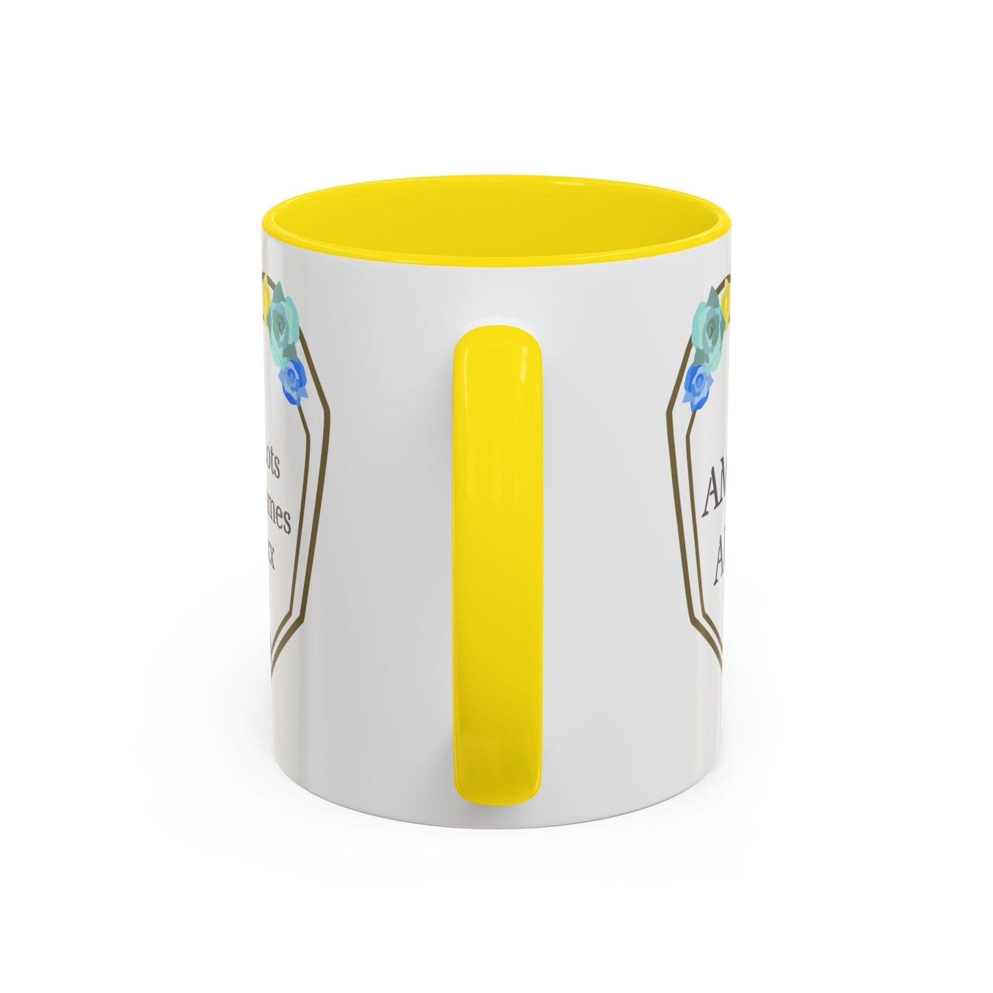 Printify Mug Mug - Personalised Amazing Auntie Floral With Accent Colours, Blue Green Yellow Flowers