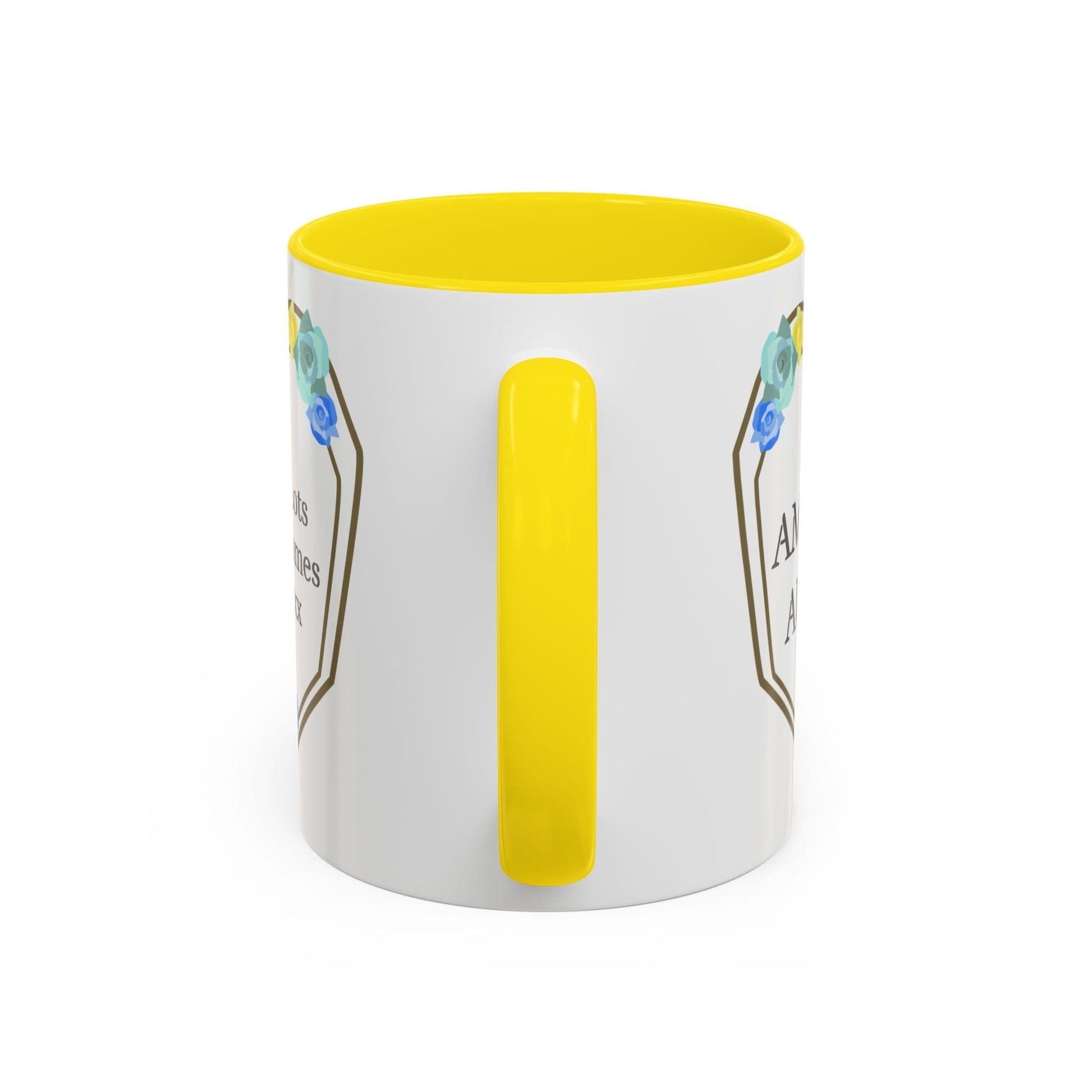Printify Mug Mug - Personalised Amazing Auntie Floral With Accent Colours, Blue Green Yellow Flowers