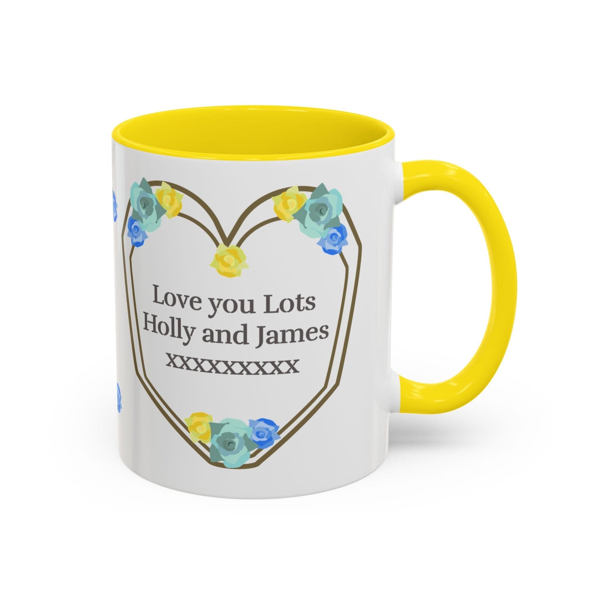 Printify Mug Mug - Personalised Amazing Auntie Floral With Accent Colours, Blue Green Yellow Flowers