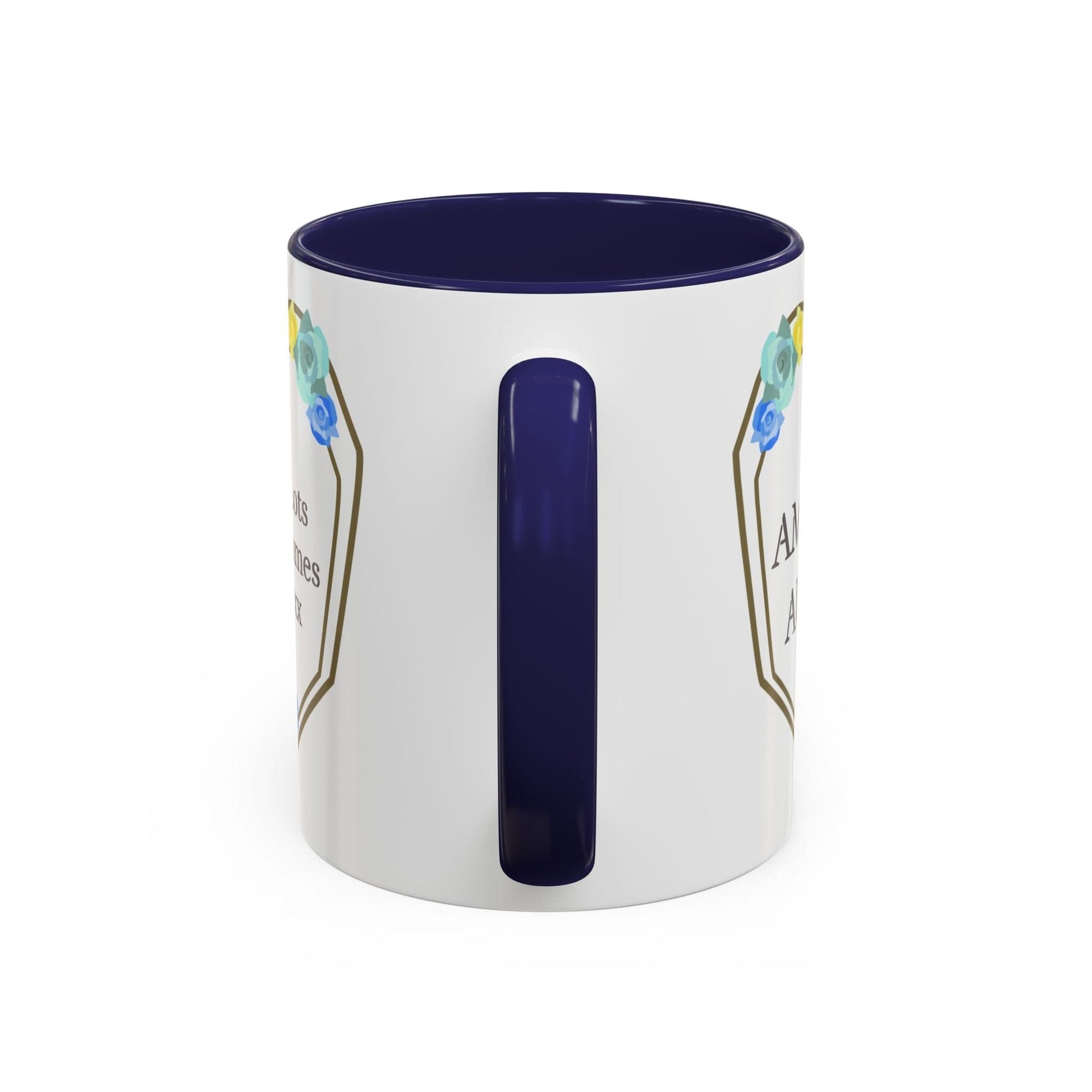 Printify Mug Mug - Personalised Amazing Auntie Floral With Accent Colours, Blue Green Yellow Flowers