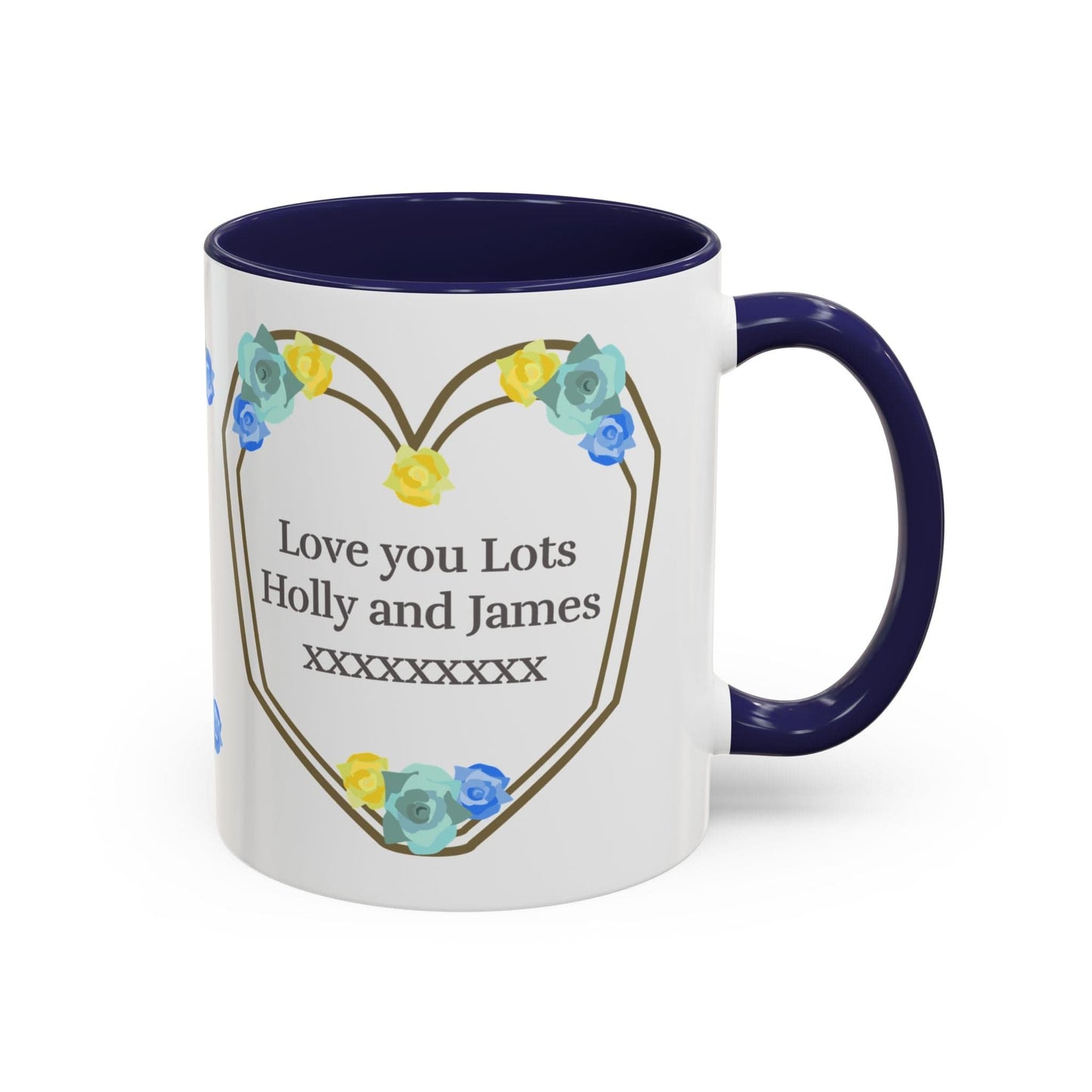 Printify Mug Mug - Personalised Amazing Auntie Floral With Accent Colours, Blue Green Yellow Flowers
