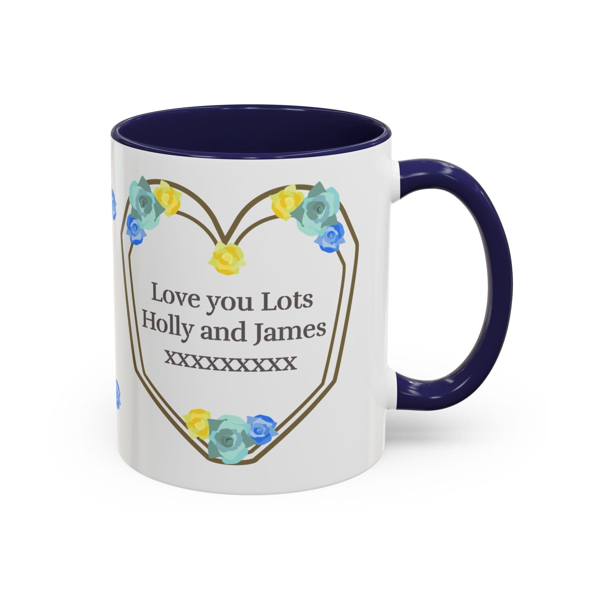 Printify Mug Mug - Personalised Amazing Auntie Floral With Accent Colours, Blue Green Yellow Flowers