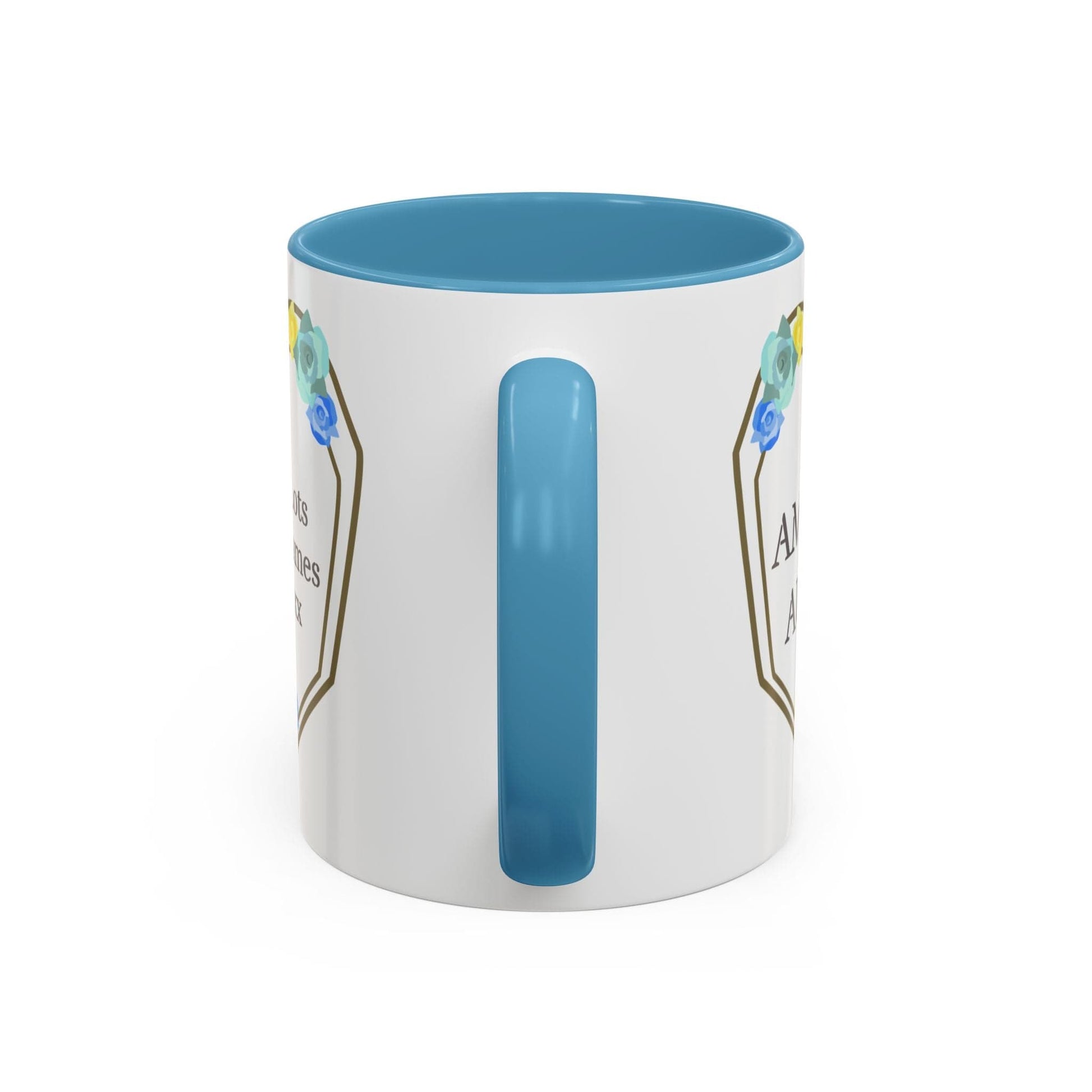 Printify Mug Mug - Personalised Amazing Auntie Floral With Accent Colours, Blue Green Yellow Flowers