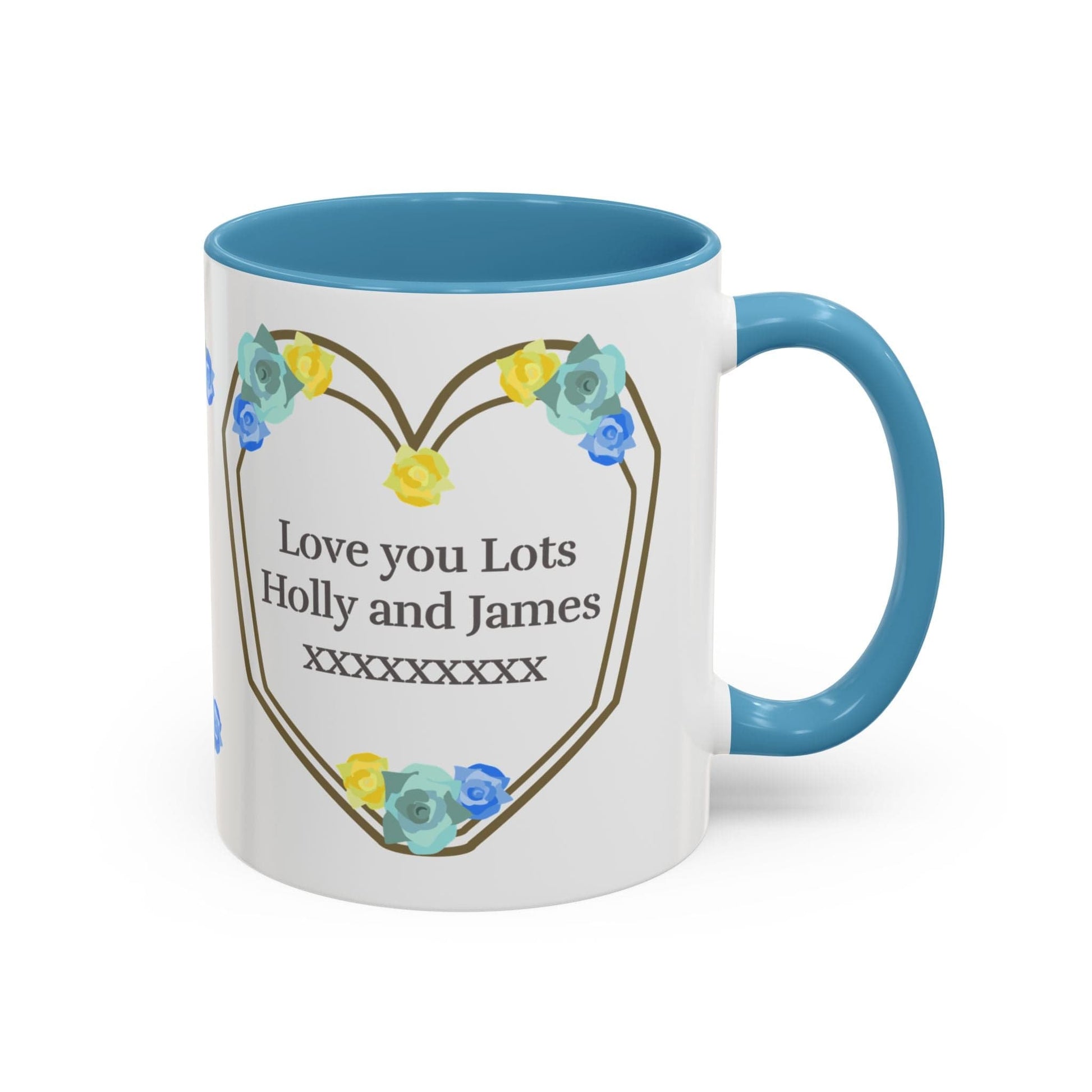 Printify Mug Mug - Personalised Amazing Auntie Floral With Accent Colours, Blue Green Yellow Flowers