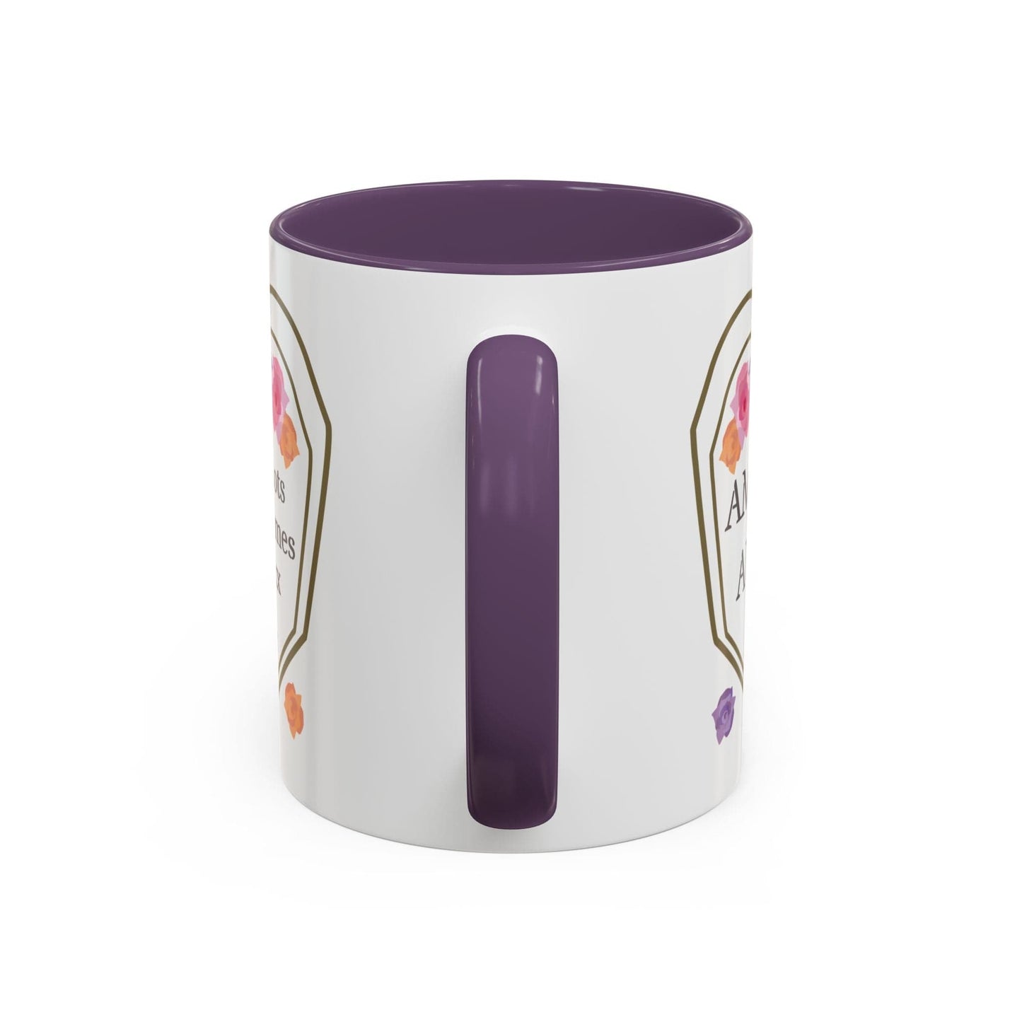 Printify Mug Mug - Personalised Amazing Auntie Floral With Accent Colours, Pink Orange Purple Flowers