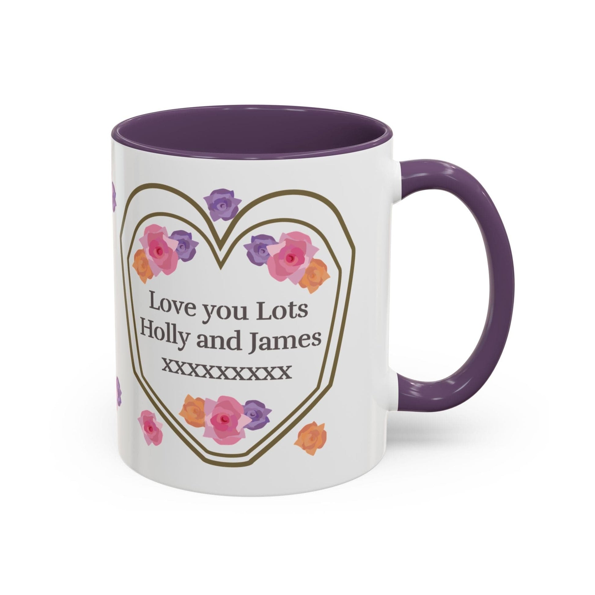 Printify Mug Mug - Personalised Amazing Auntie Floral With Accent Colours, Pink Orange Purple Flowers