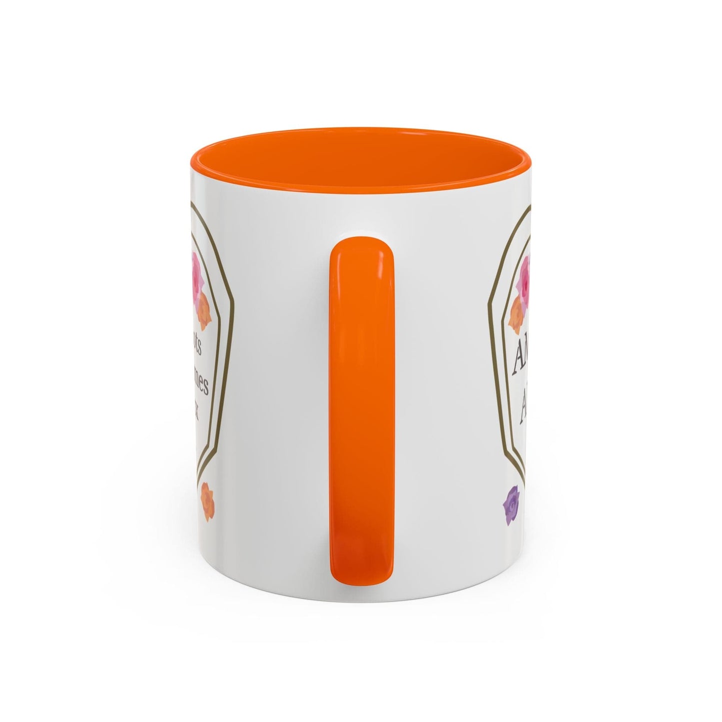 Printify Mug Mug - Personalised Amazing Auntie Floral With Accent Colours, Pink Orange Purple Flowers