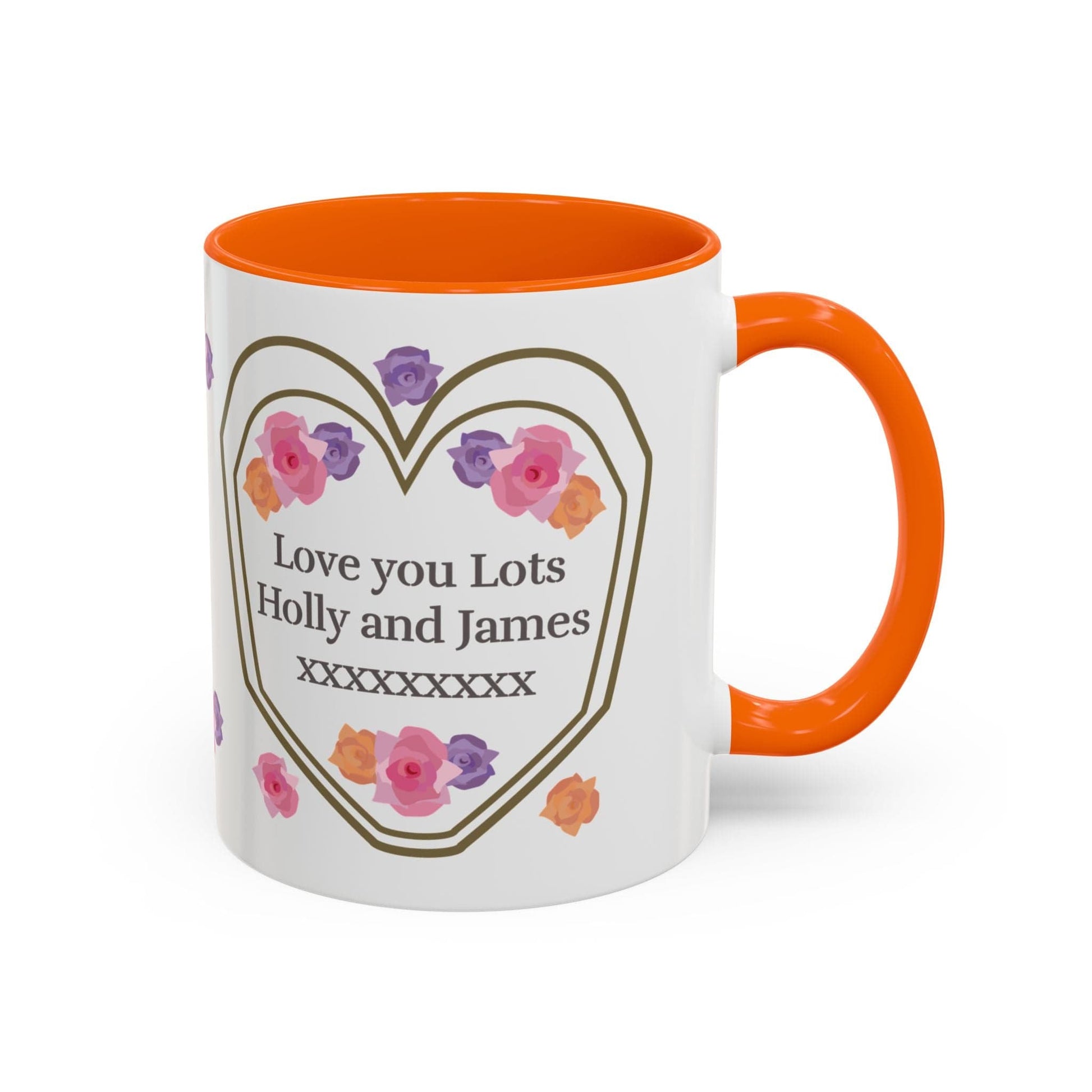 Printify Mug Mug - Personalised Amazing Auntie Floral With Accent Colours, Pink Orange Purple Flowers
