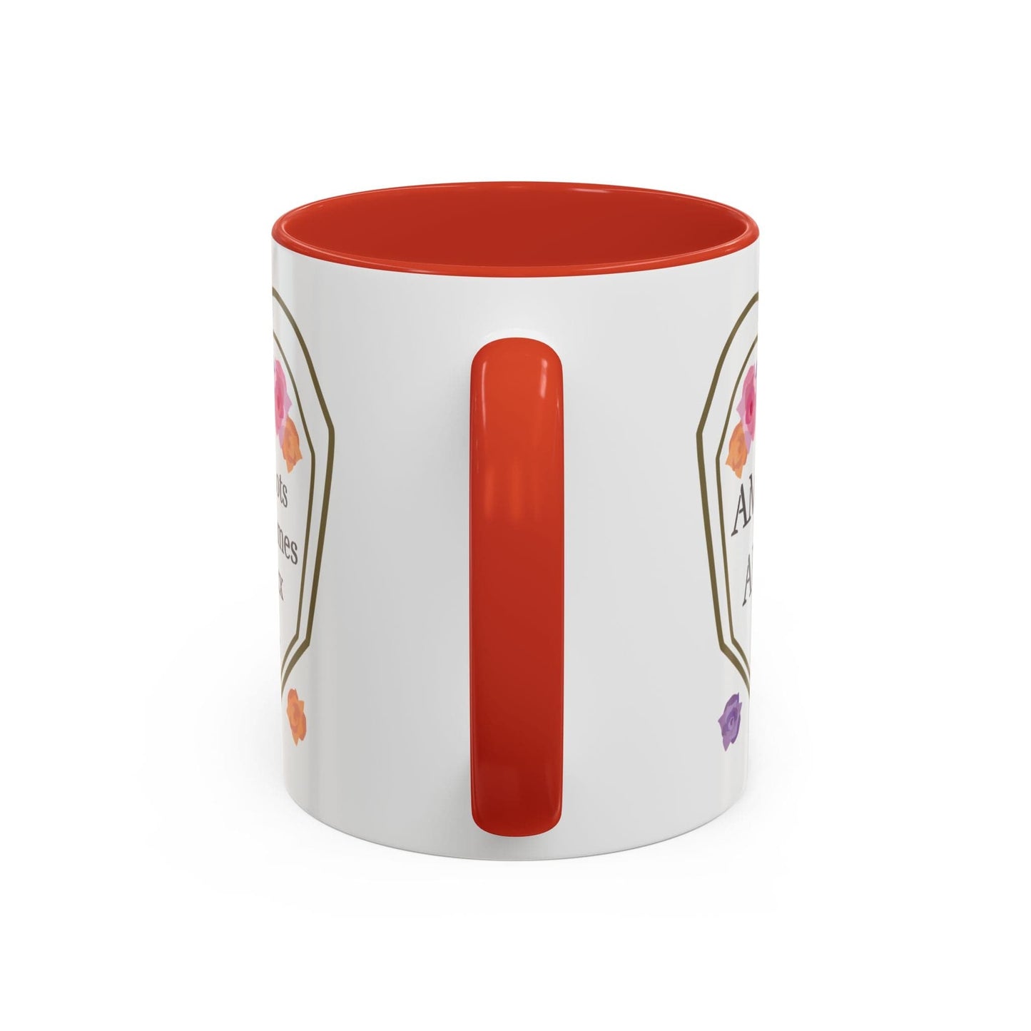 Printify Mug Mug - Personalised Amazing Auntie Floral With Accent Colours, Pink Orange Purple Flowers