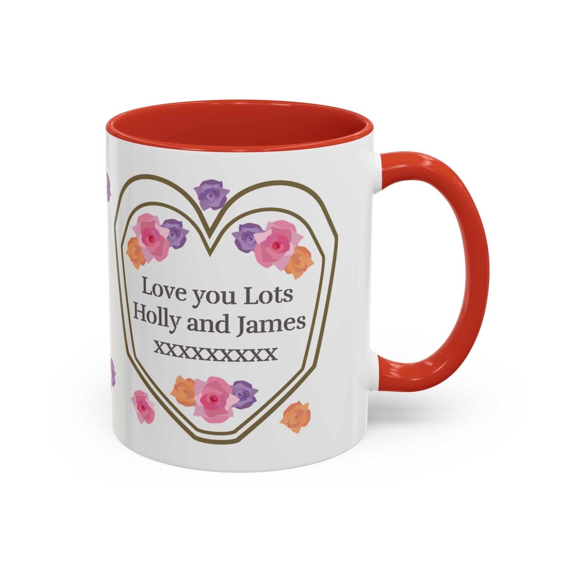 Printify Mug Mug - Personalised Amazing Auntie Floral With Accent Colours, Pink Orange Purple Flowers