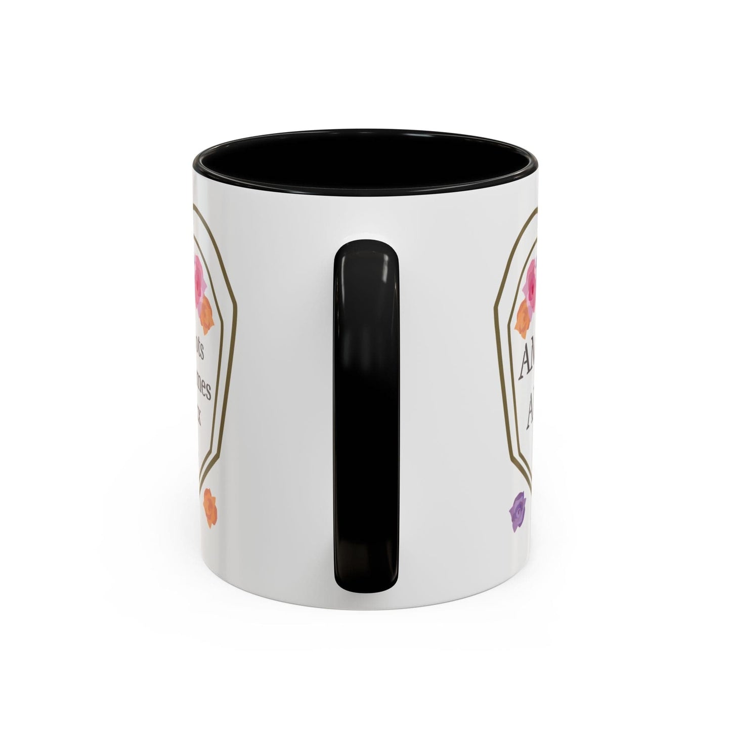 Printify Mug Mug - Personalised Amazing Auntie Floral With Accent Colours, Pink Orange Purple Flowers