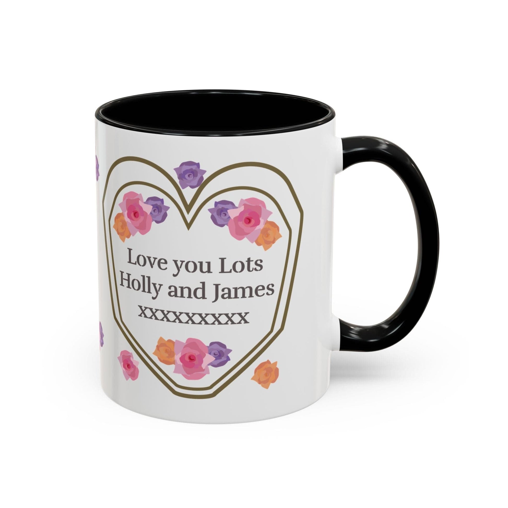 Printify Mug Mug - Personalised Amazing Auntie Floral With Accent Colours, Pink Orange Purple Flowers