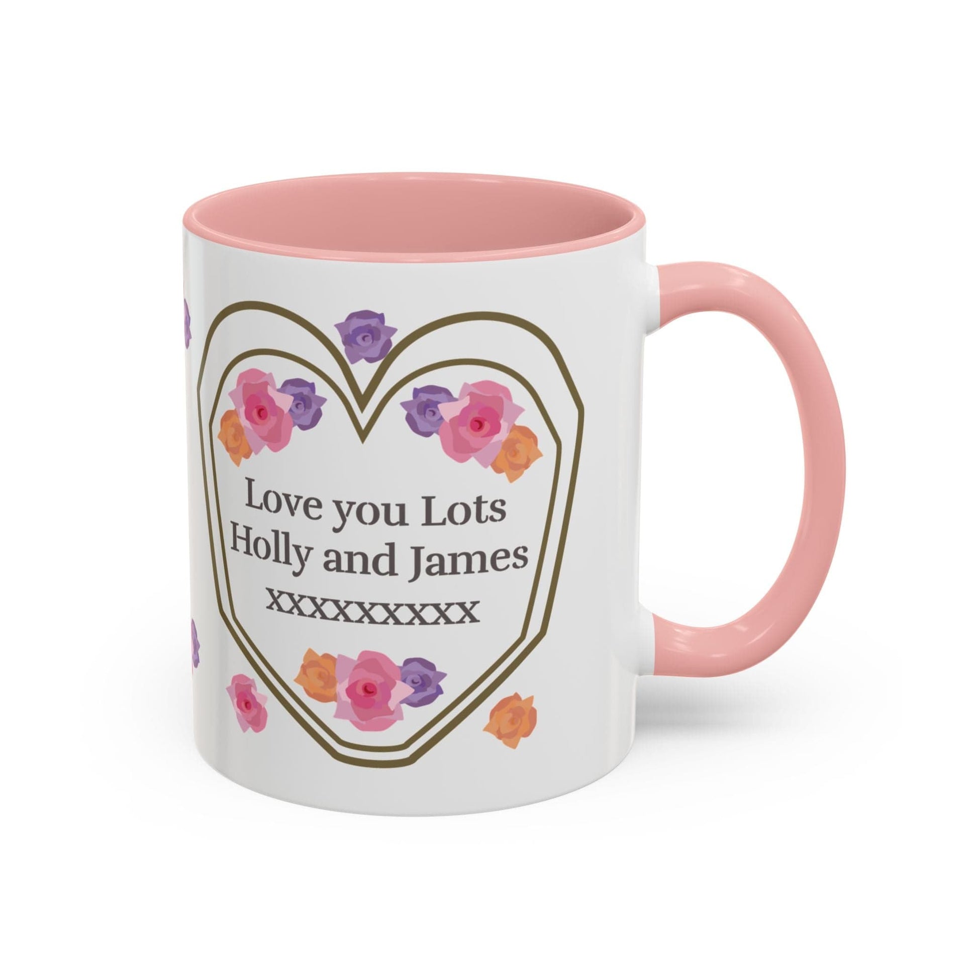 Printify Mug Mug - Personalised Amazing Auntie Floral With Accent Colours, Pink Orange Purple Flowers
