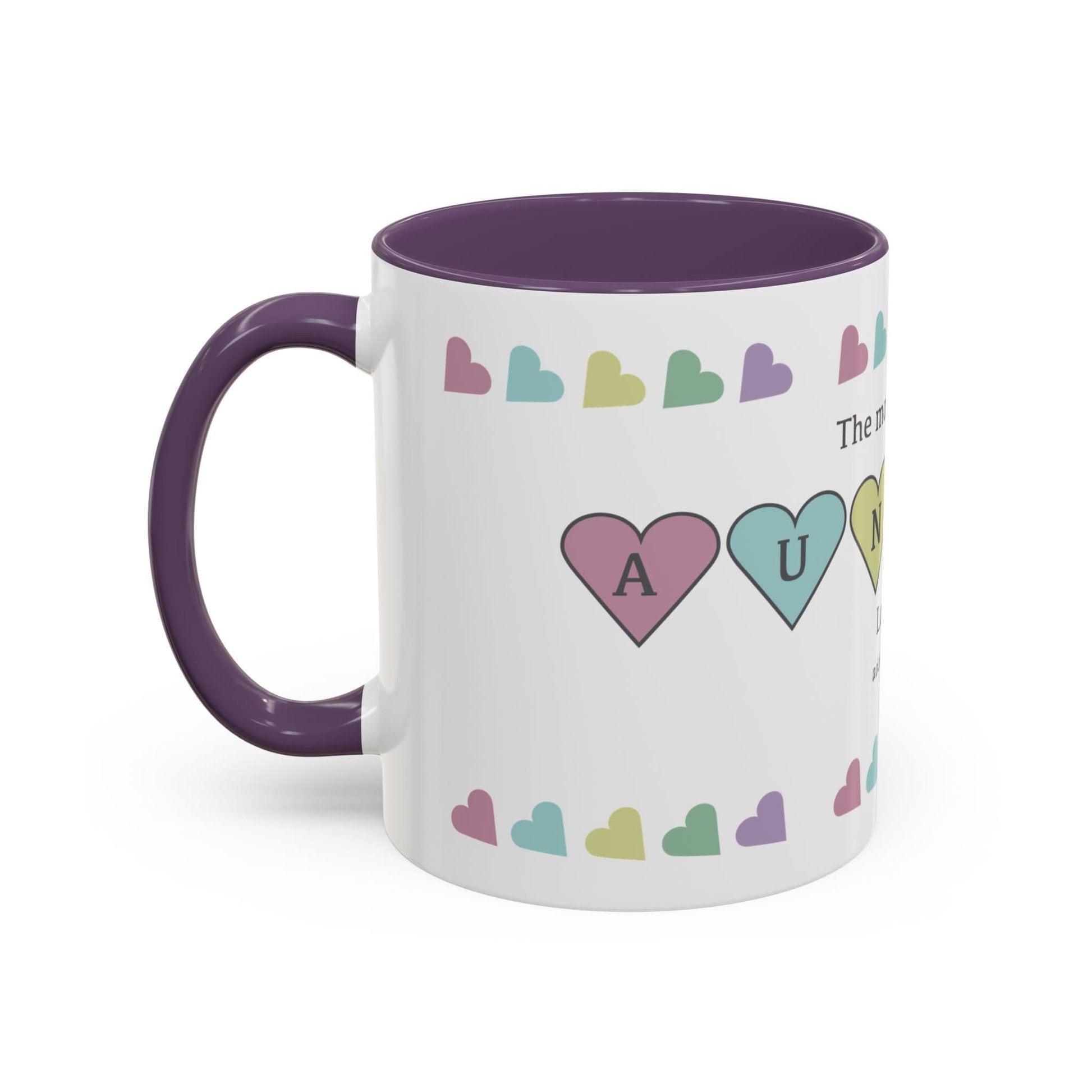 Printify Mug Mug - Personalised Amazing Auntie Heart Charms With Accent Colours, Pastels