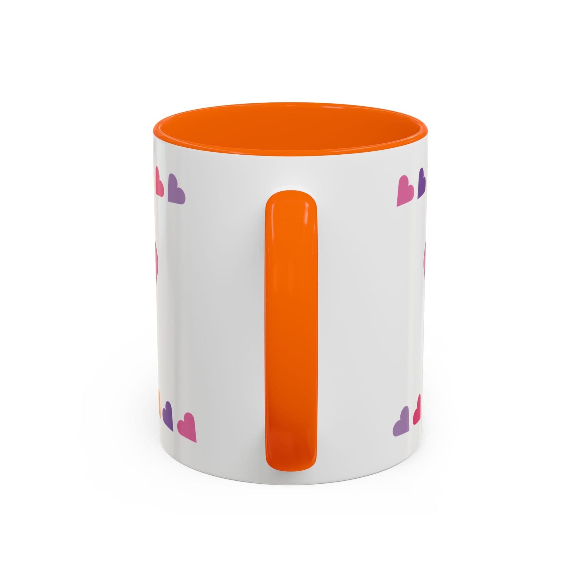 Printify Mug Mug - Personalised Amazing Auntie Heart Charms With Accent Colours, Pink, Purple And Orange