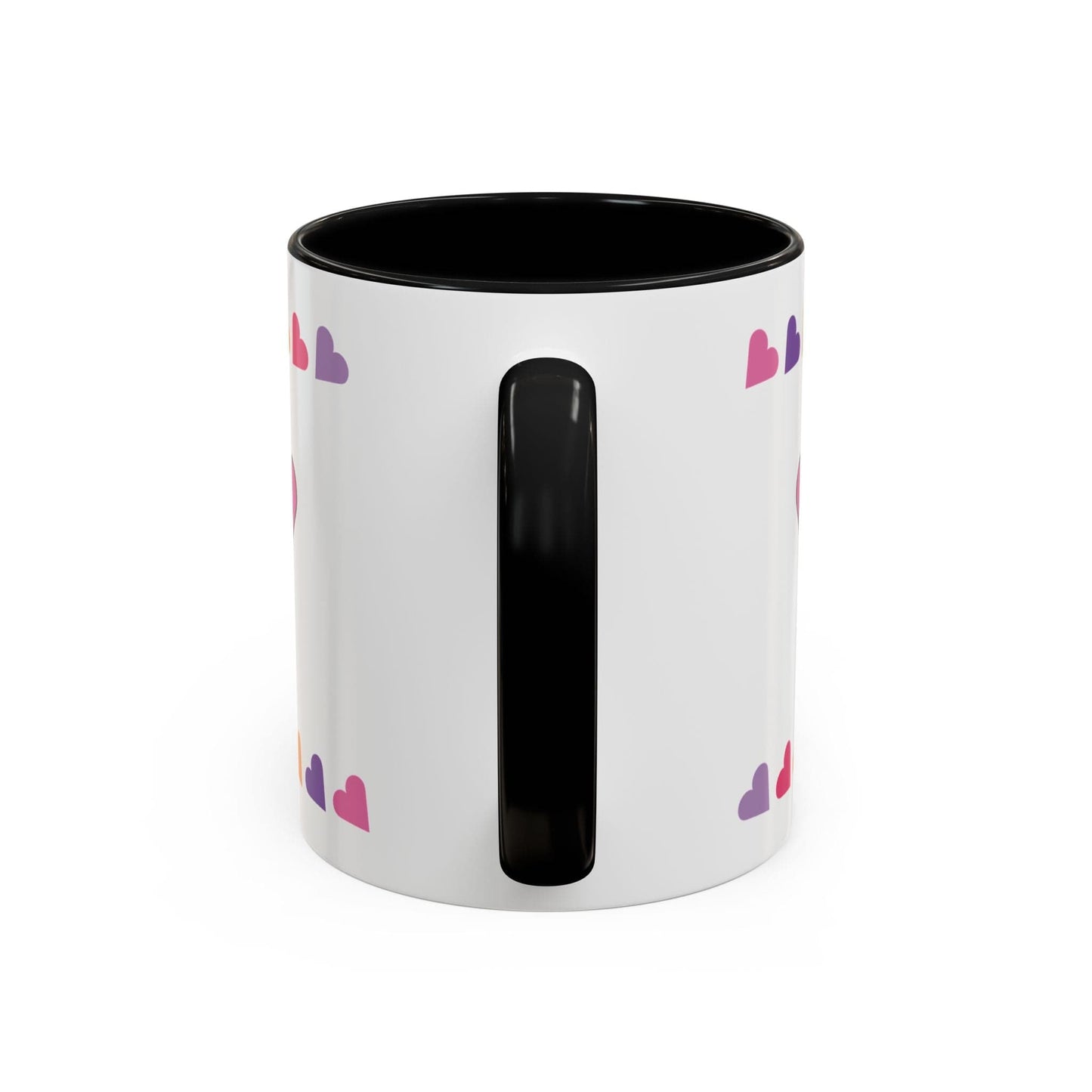 Printify Mug Mug - Personalised Amazing Auntie Heart Charms With Accent Colours, Pink, Purple And Orange