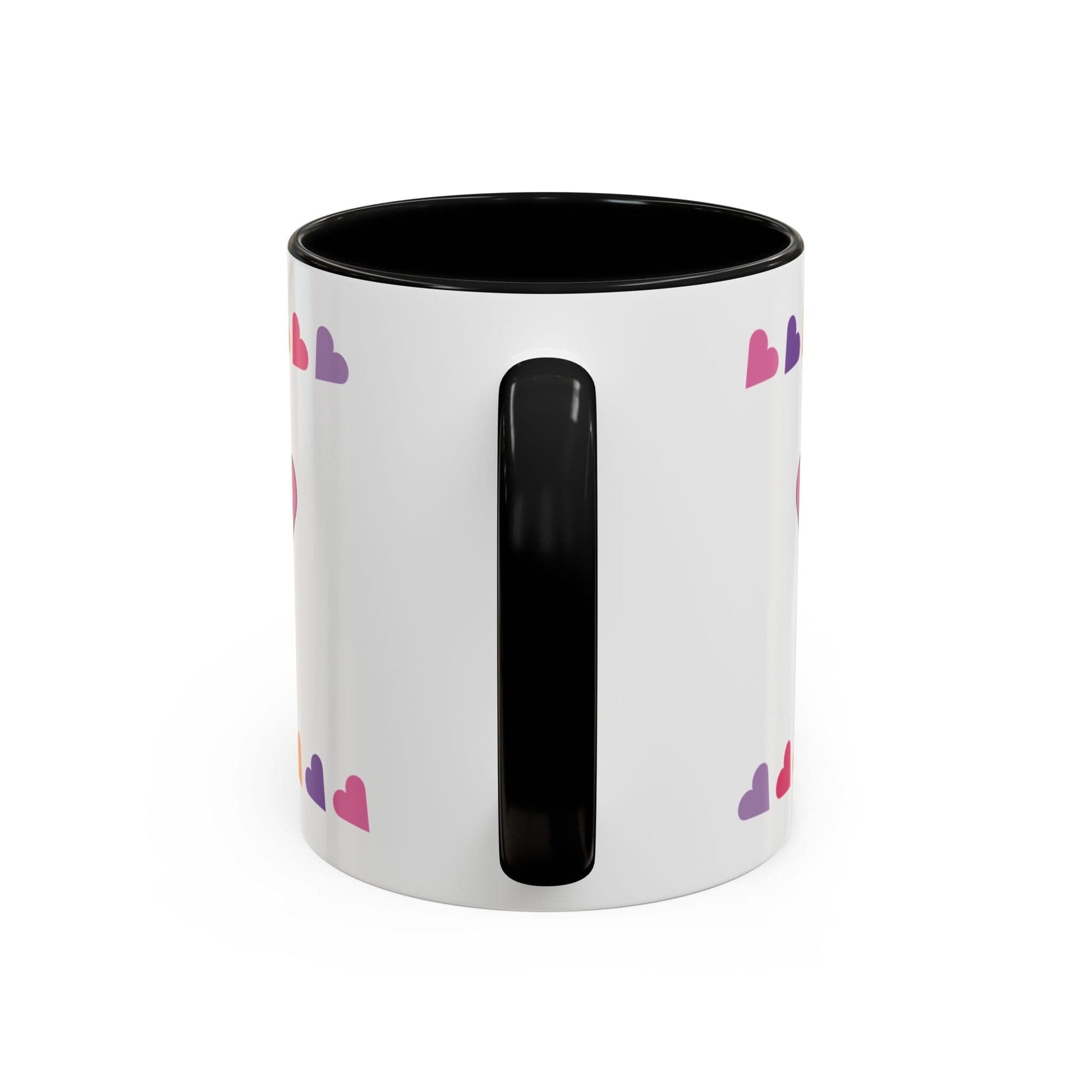 Printify Mug Mug - Personalised Amazing Auntie Heart Charms With Accent Colours, Pink, Purple And Orange