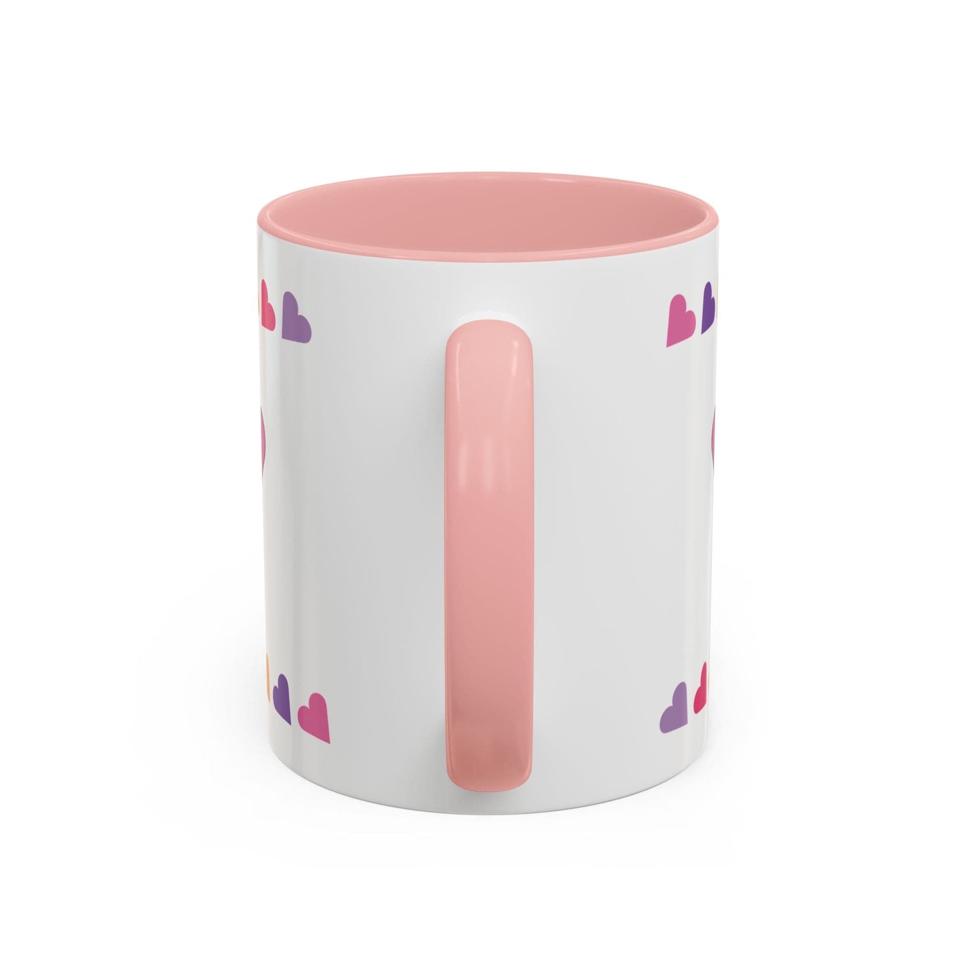 Printify Mug Mug - Personalised Amazing Auntie Heart Charms With Accent Colours, Pink, Purple And Orange