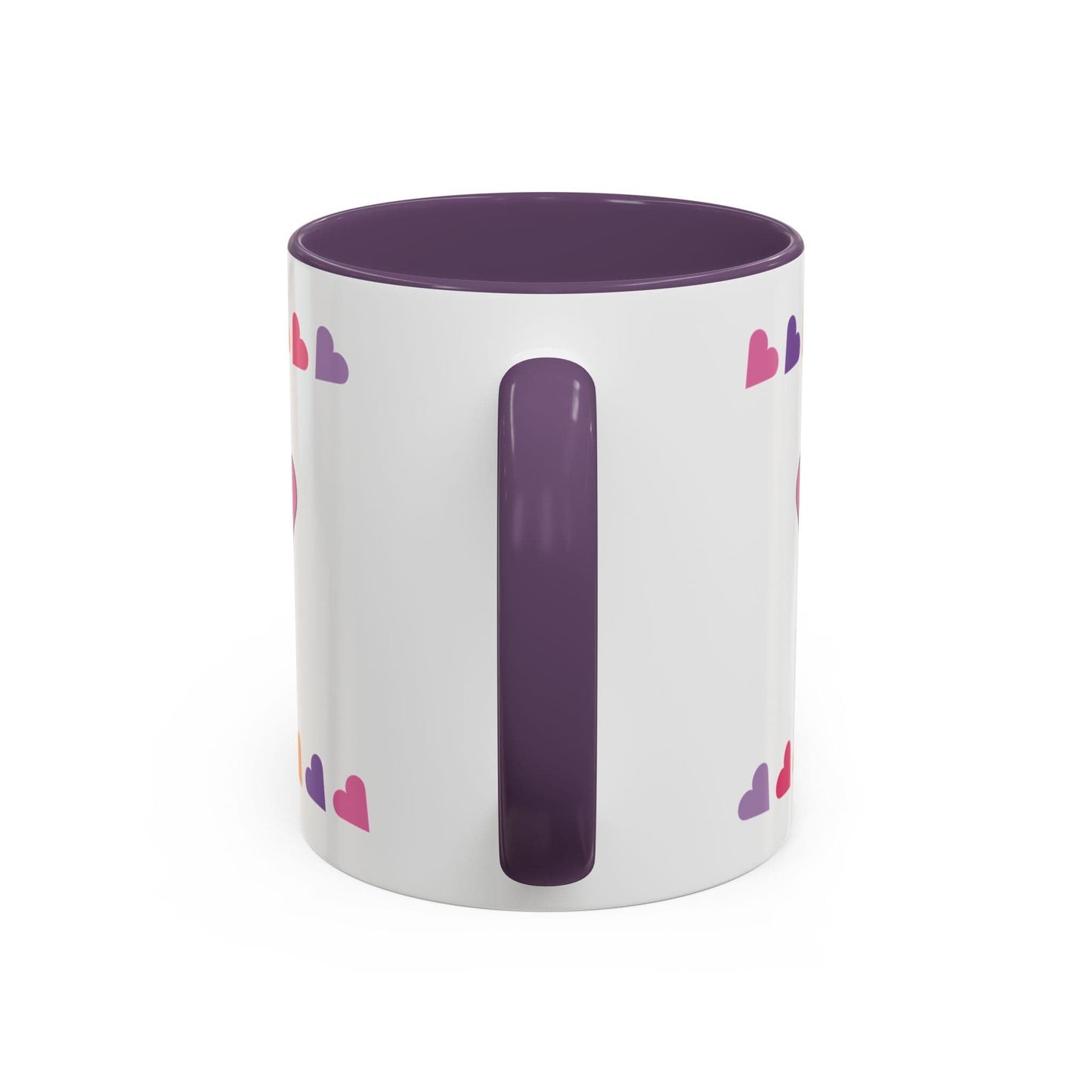 Printify Mug Mug - Personalised Amazing Auntie Heart Charms With Accent Colours, Pink, Purple And Orange