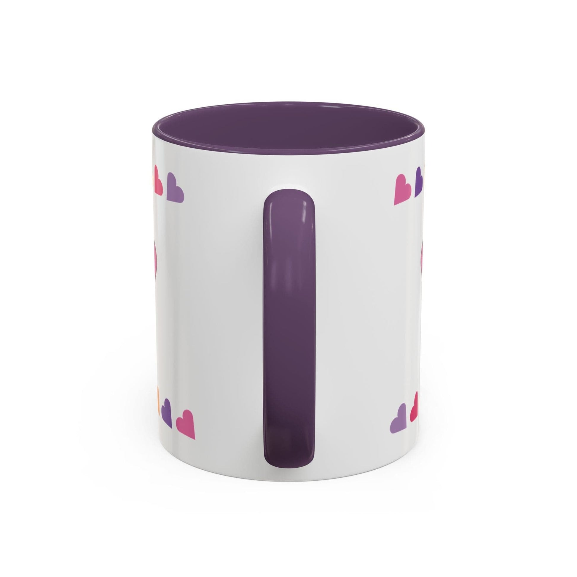 Printify Mug Mug - Personalised Amazing Auntie Heart Charms With Accent Colours, Pink, Purple And Orange