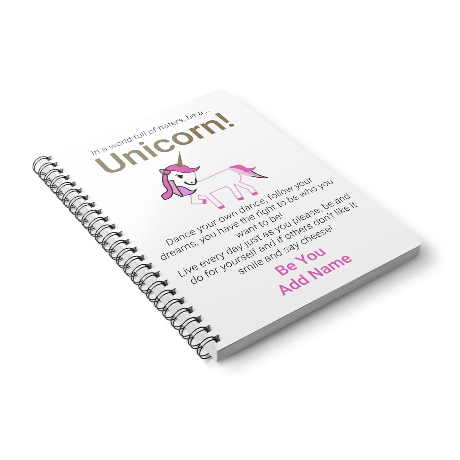 Printify Paper products A5 / Lined Personalised Be A Unicorn Wiro Notebook, A5