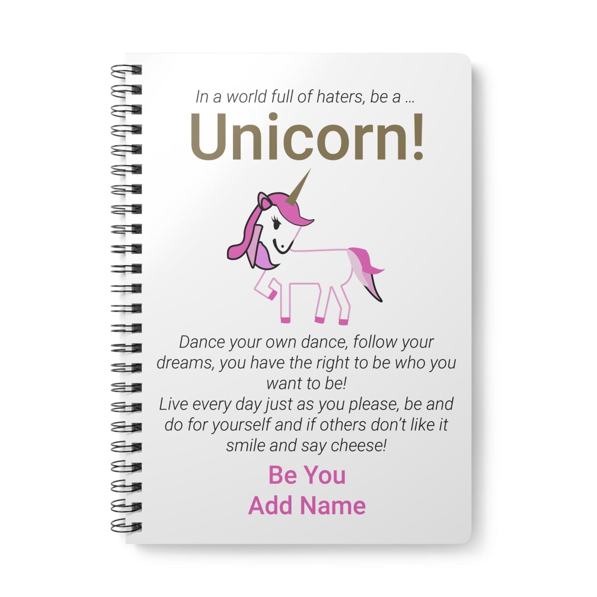 Printify Paper products A5 / Lined Personalised Be A Unicorn Wiro Notebook, A5