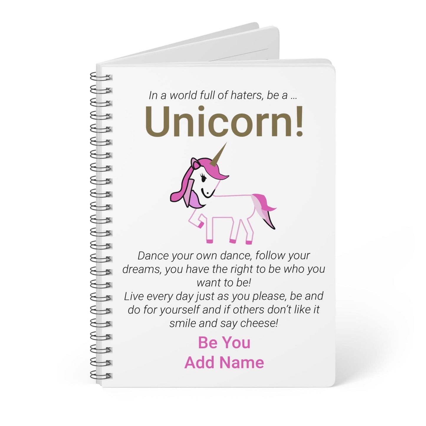 Printify Paper products A5 / Lined Personalised Be A Unicorn Wiro Notebook, A5