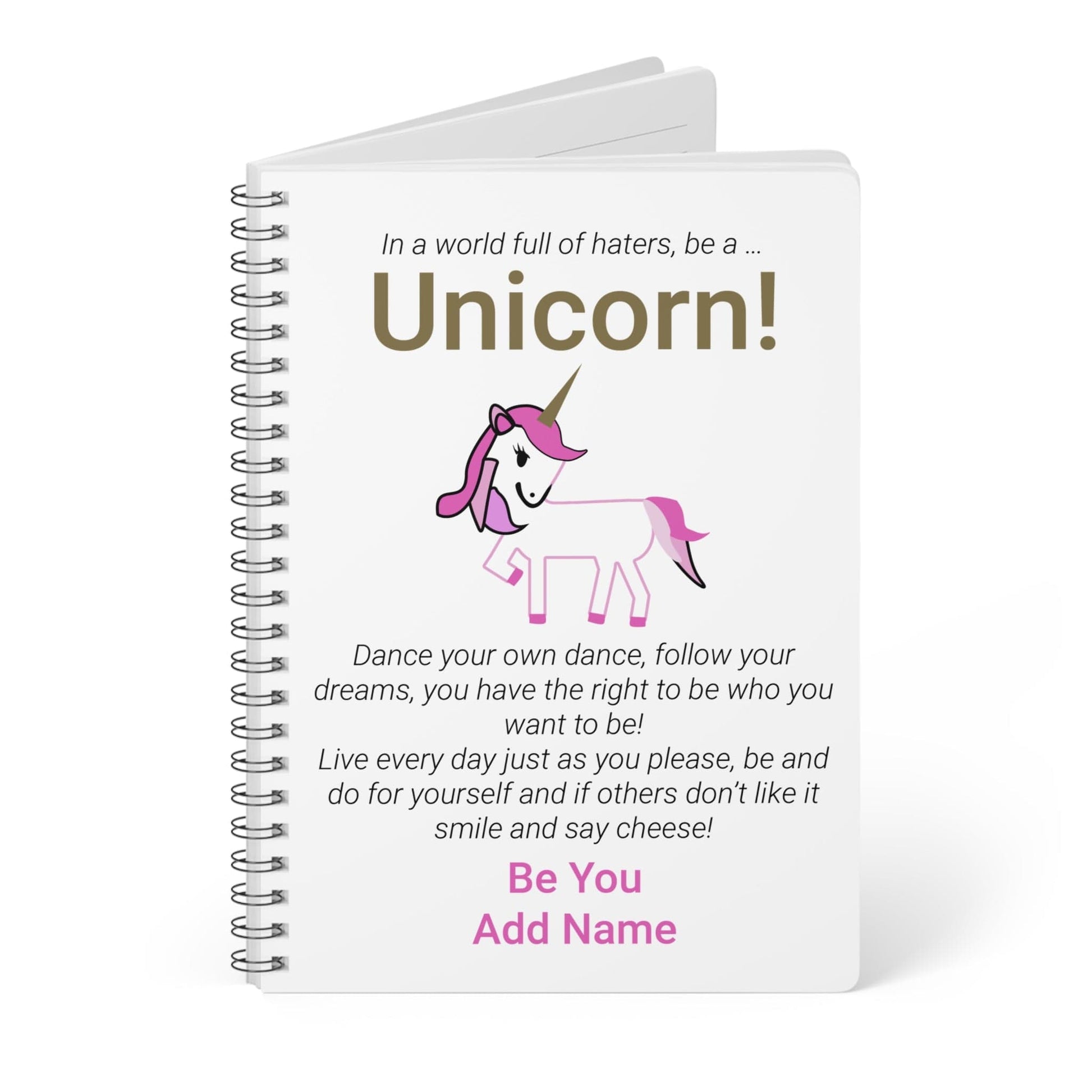 Printify Paper products A5 / Lined Personalised Be A Unicorn Wiro Notebook, A5