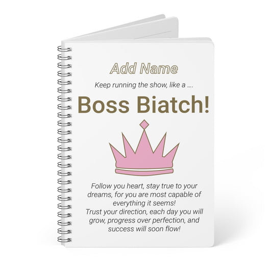 Printify Paper products A5 / Lined Personalised Boss Biatch Wiro Notebook, A5