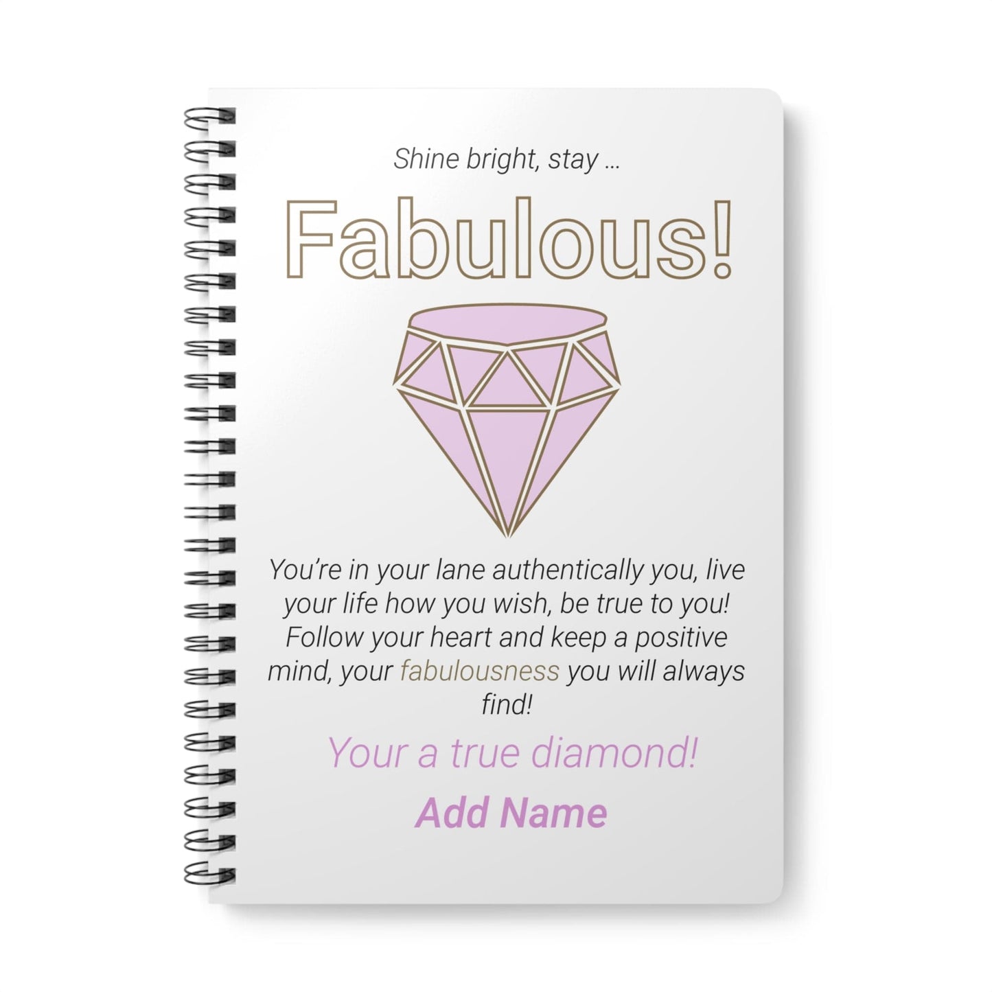 Printify Paper products A5 / Lined Personalised Fab Pink Diamond A5 Notebook
