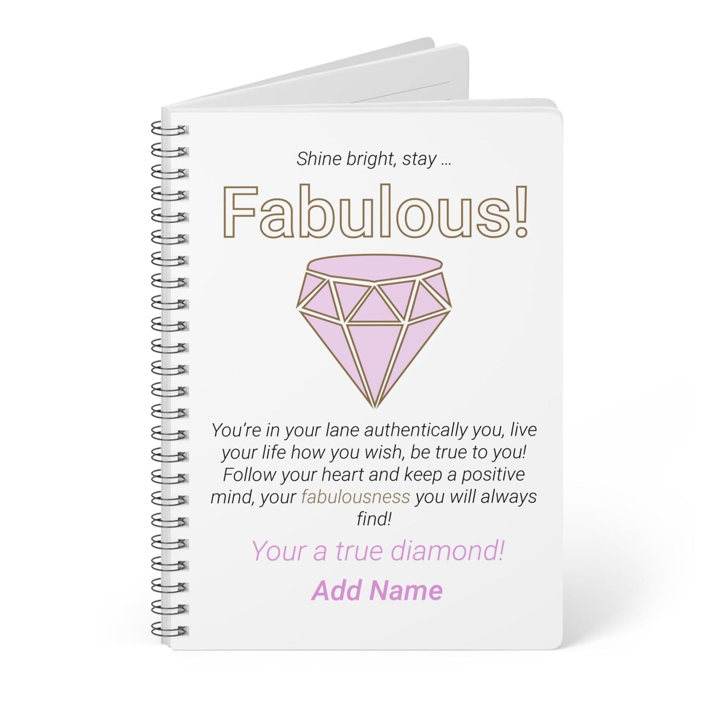 Printify Paper products A5 / Lined Personalised Fab Pink Diamond A5 Notebook
