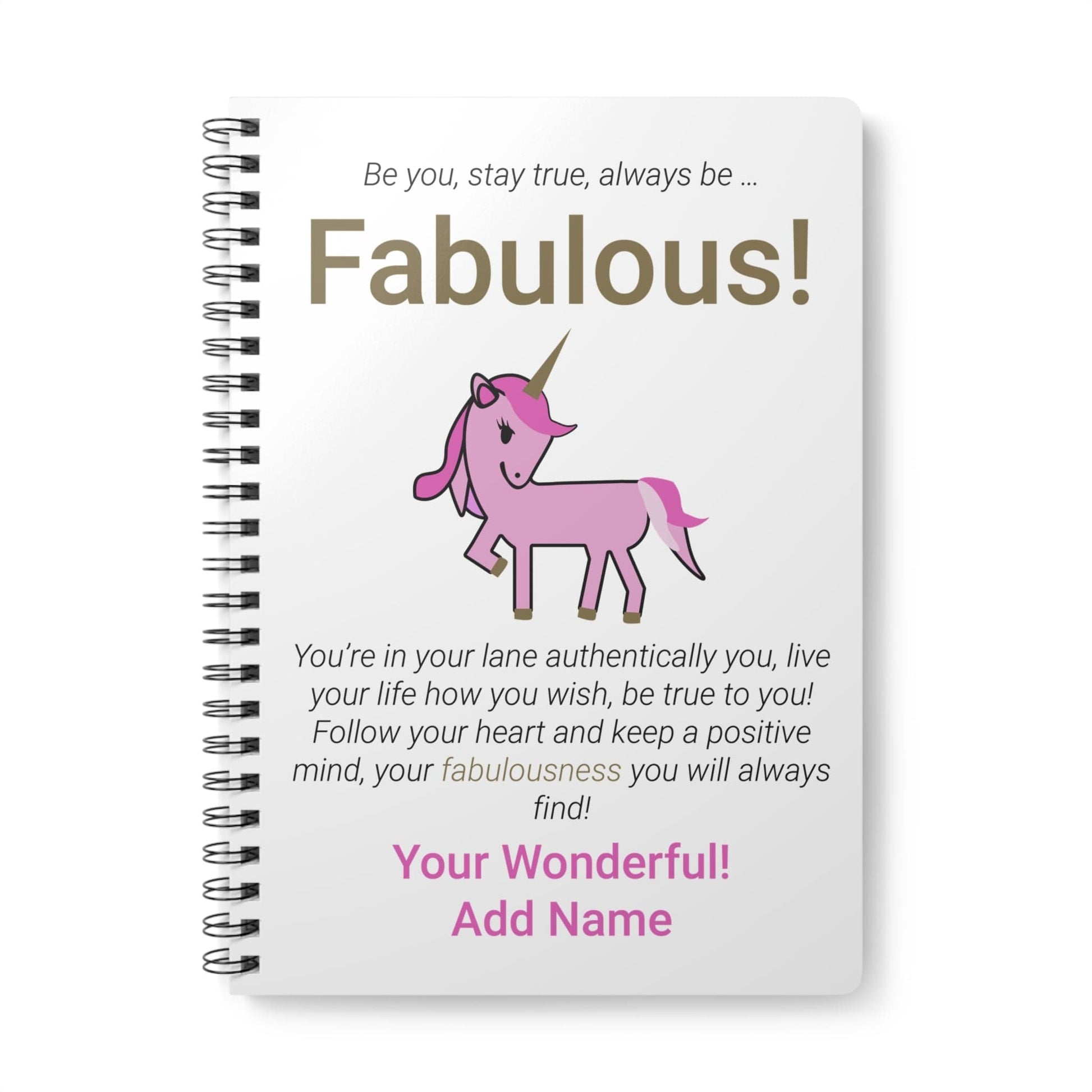 Printify Paper products A5 / Lined Personalised Fabulous Unicorn Wiro Notebook, A5