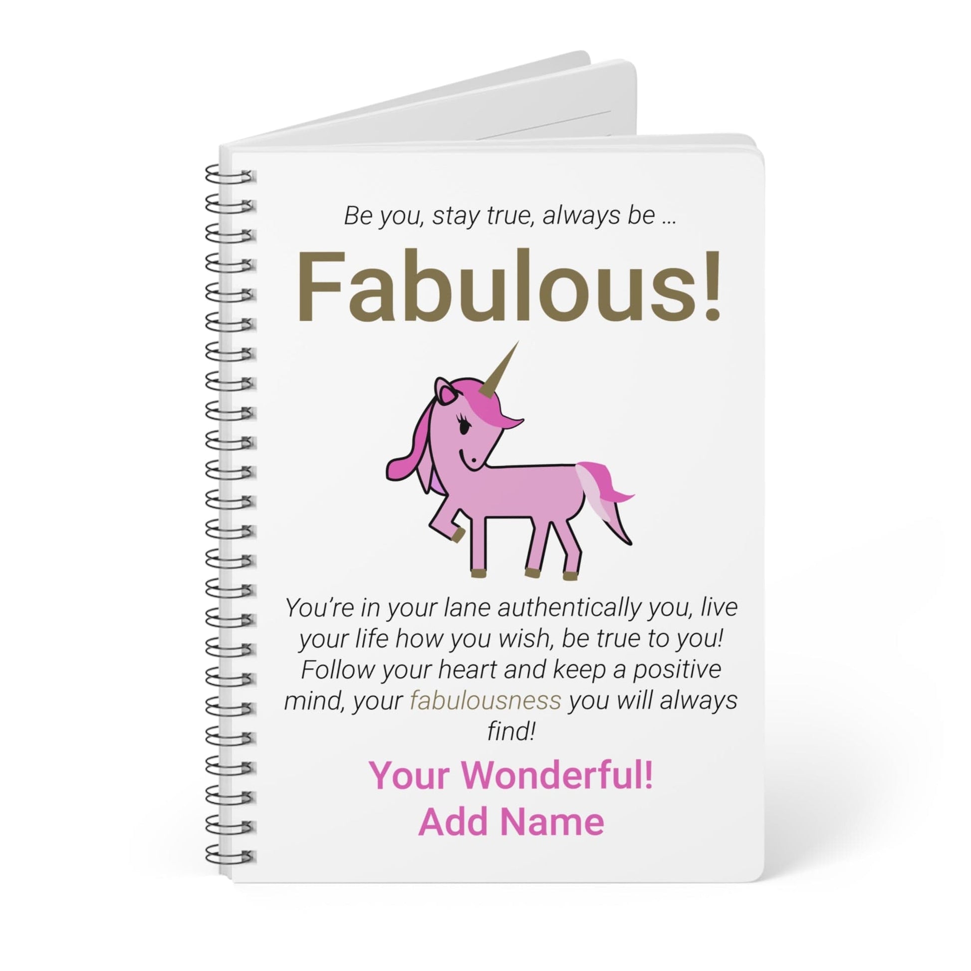 Printify Paper products A5 / Lined Personalised Fabulous Unicorn Wiro Notebook, A5