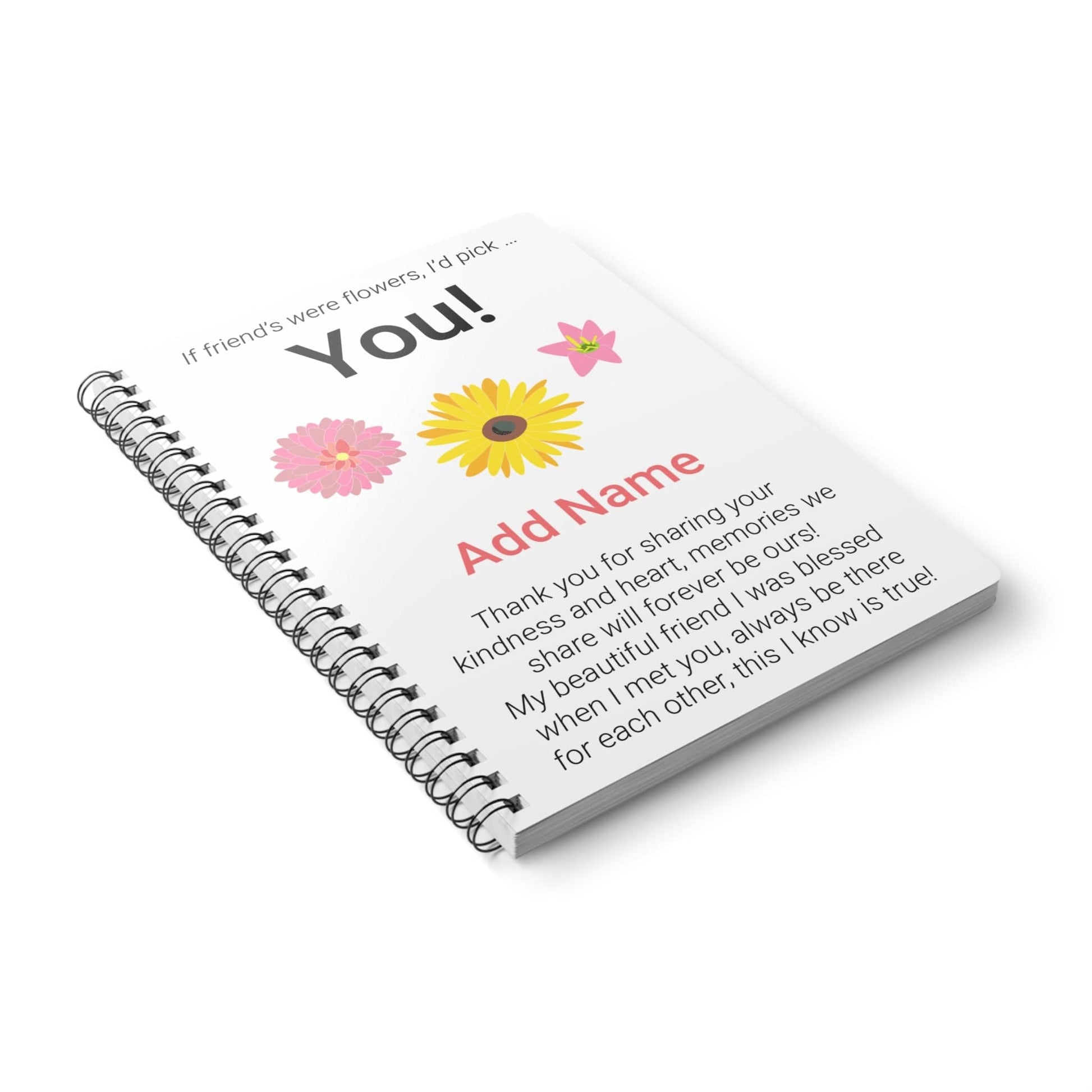 Printify Paper products A5 / Lined Personalised Friends Flowers Wiro Notebook, A5