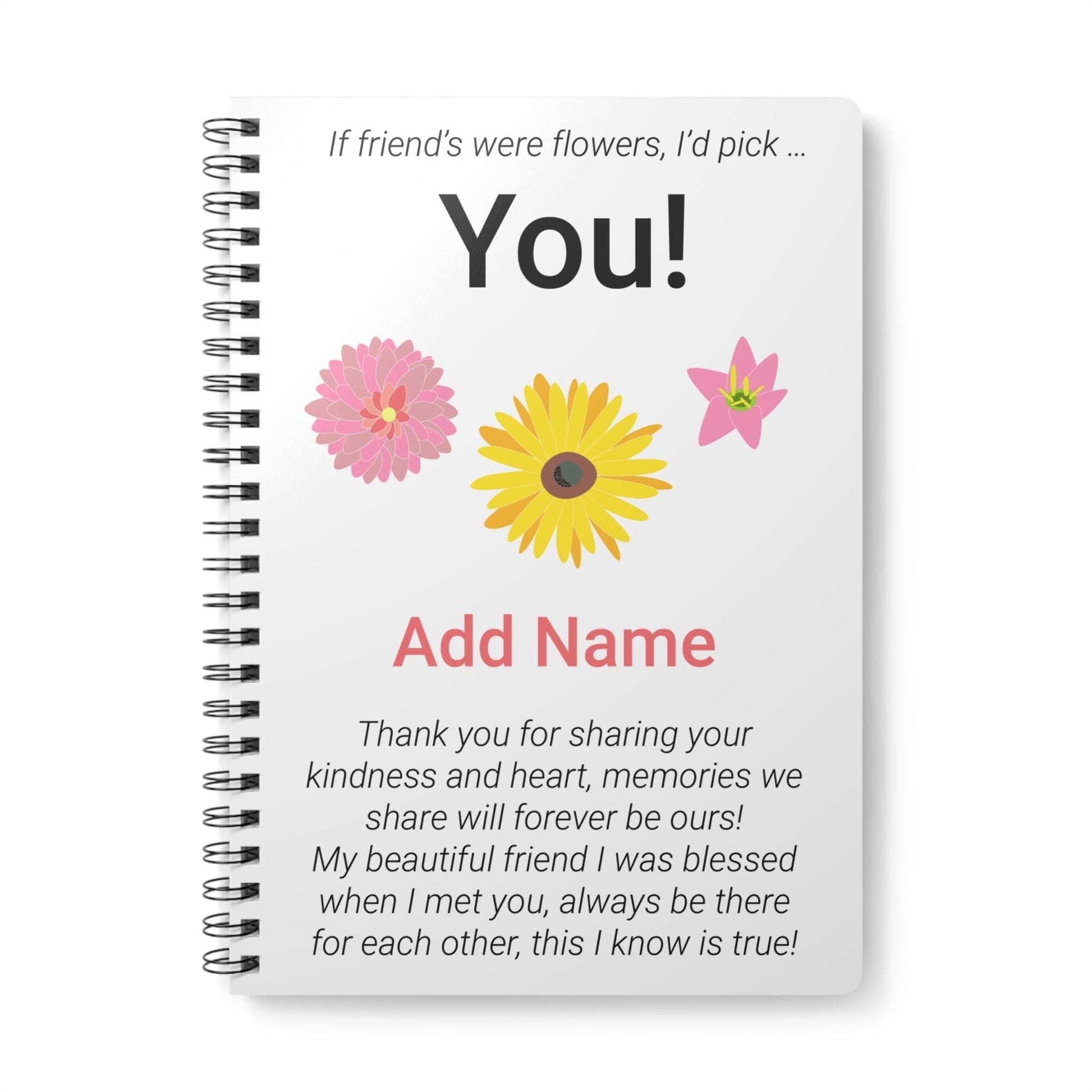 Printify Paper products A5 / Lined Personalised Friends Flowers Wiro Notebook, A5